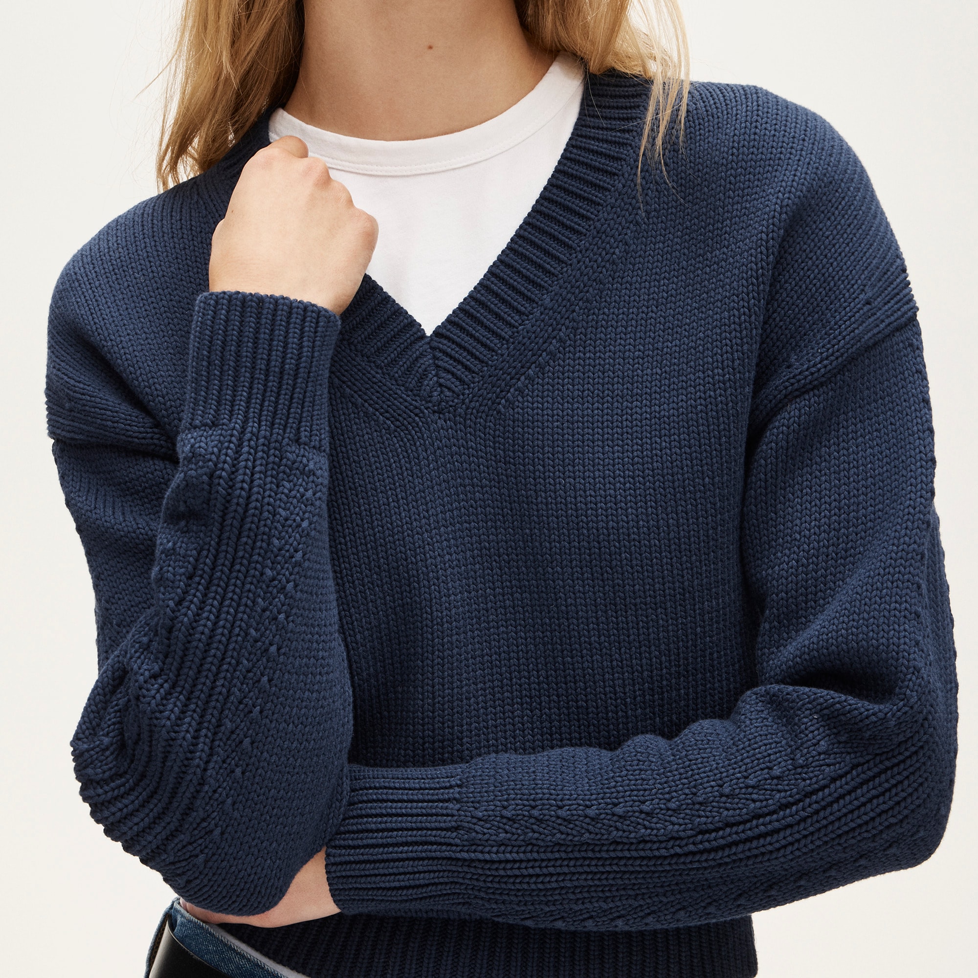 Cotton-blend V-neck Pullover Sweater For Women | J.Crew