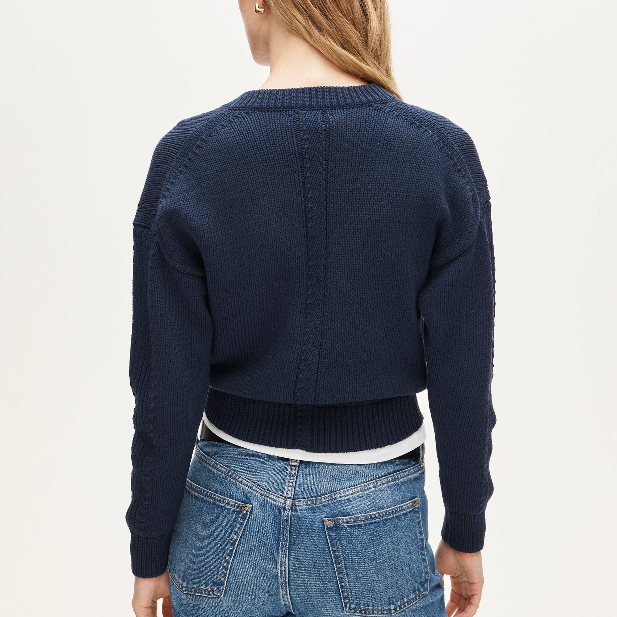 Cotton-blend V-neck pullover sweater