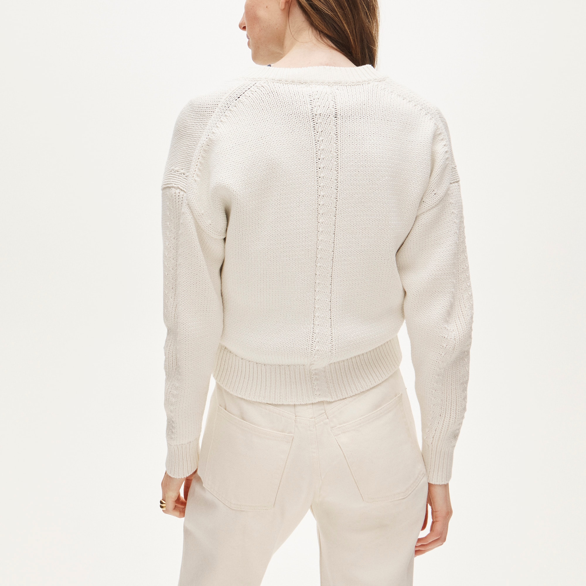 Cotton-blend V-neck pullover sweater - image 5