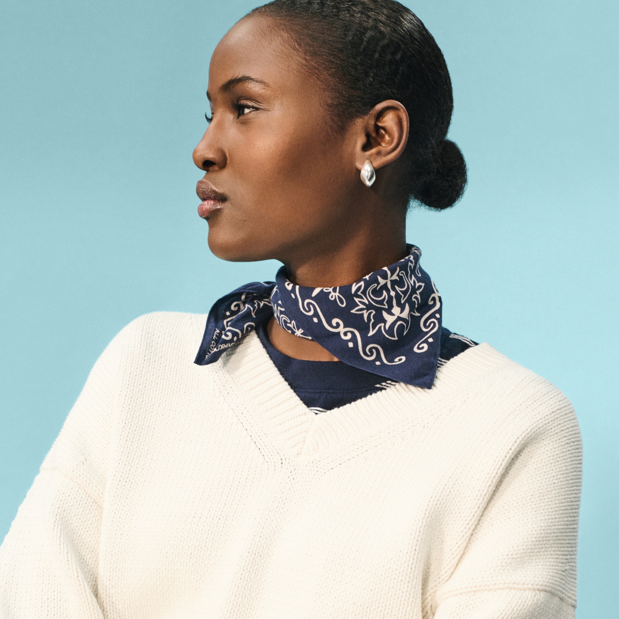 Cotton-blend V-neck pullover sweater