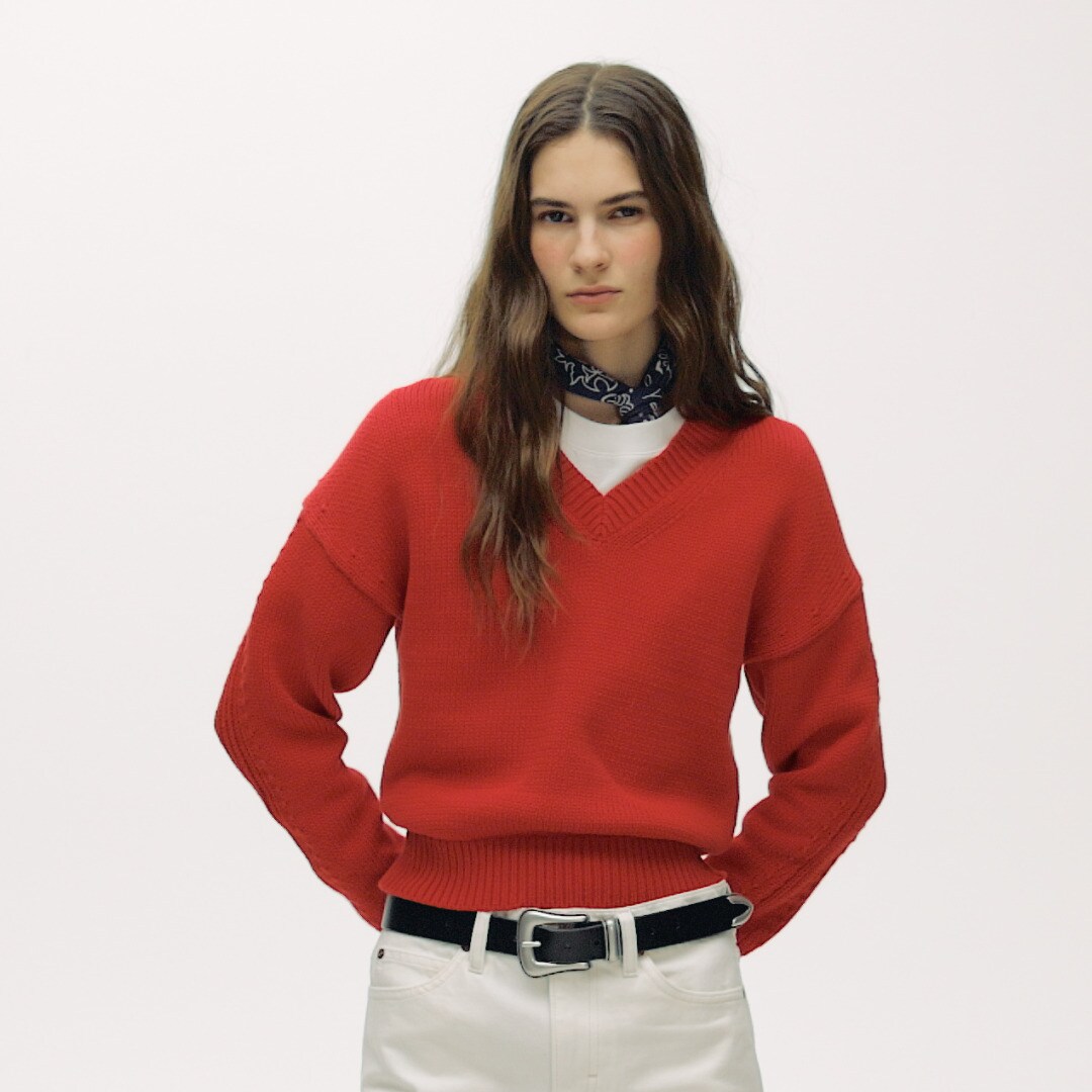 Cotton V-neck pullover sweater