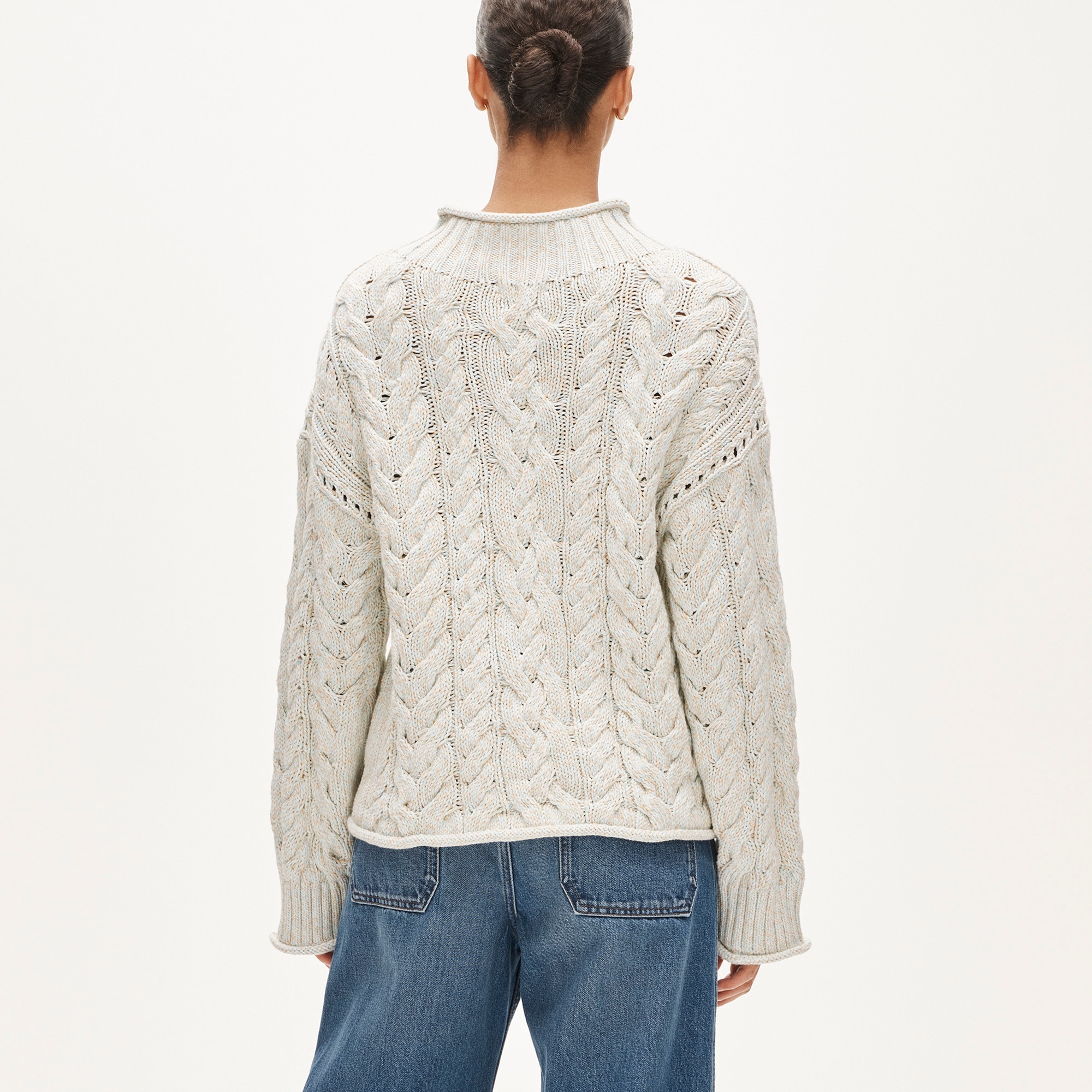 2025 Rollneck™ Cable-knit Sweater In Marled Heritage Cotton For