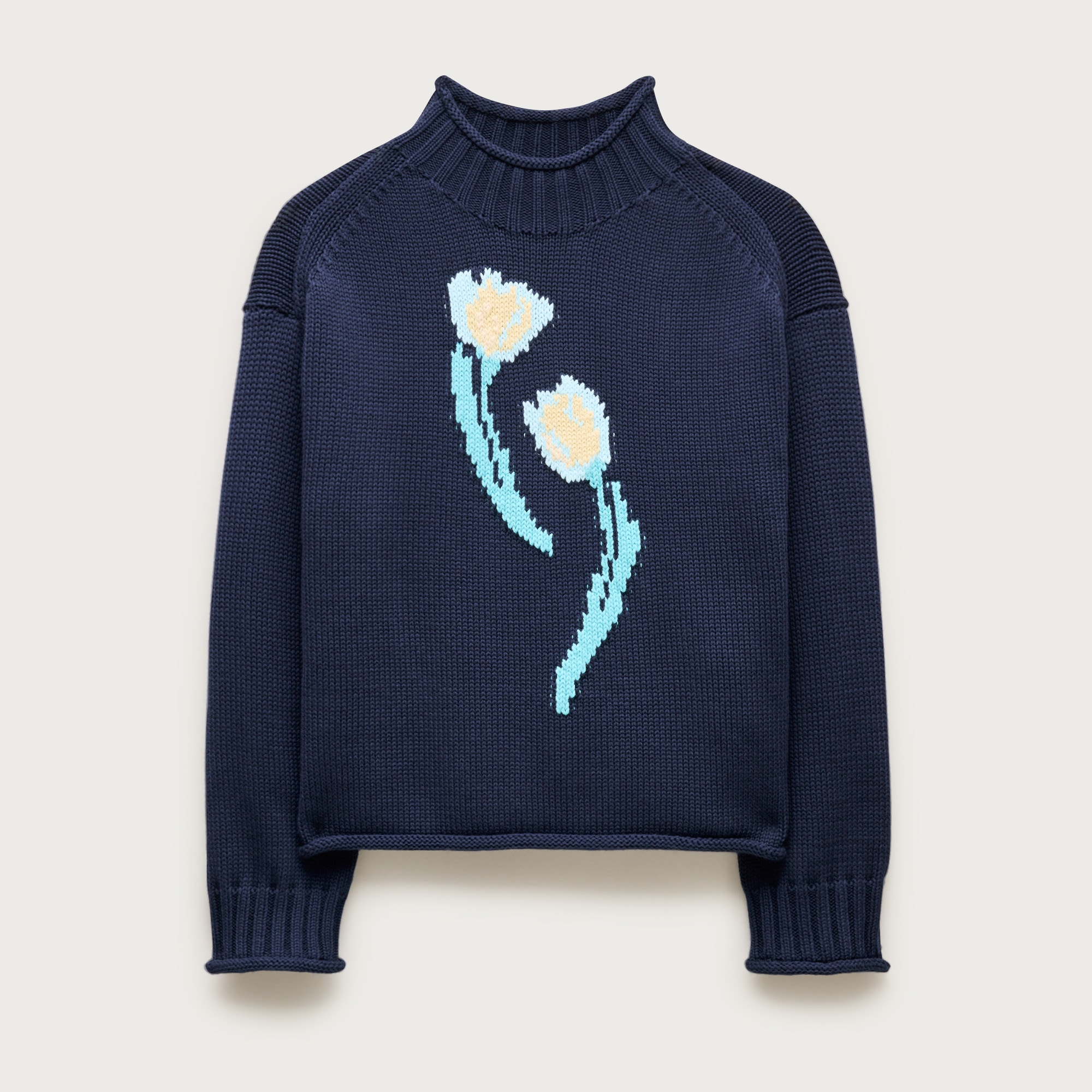 2025 Rollneck™ sweater in floral-print heritage cotton