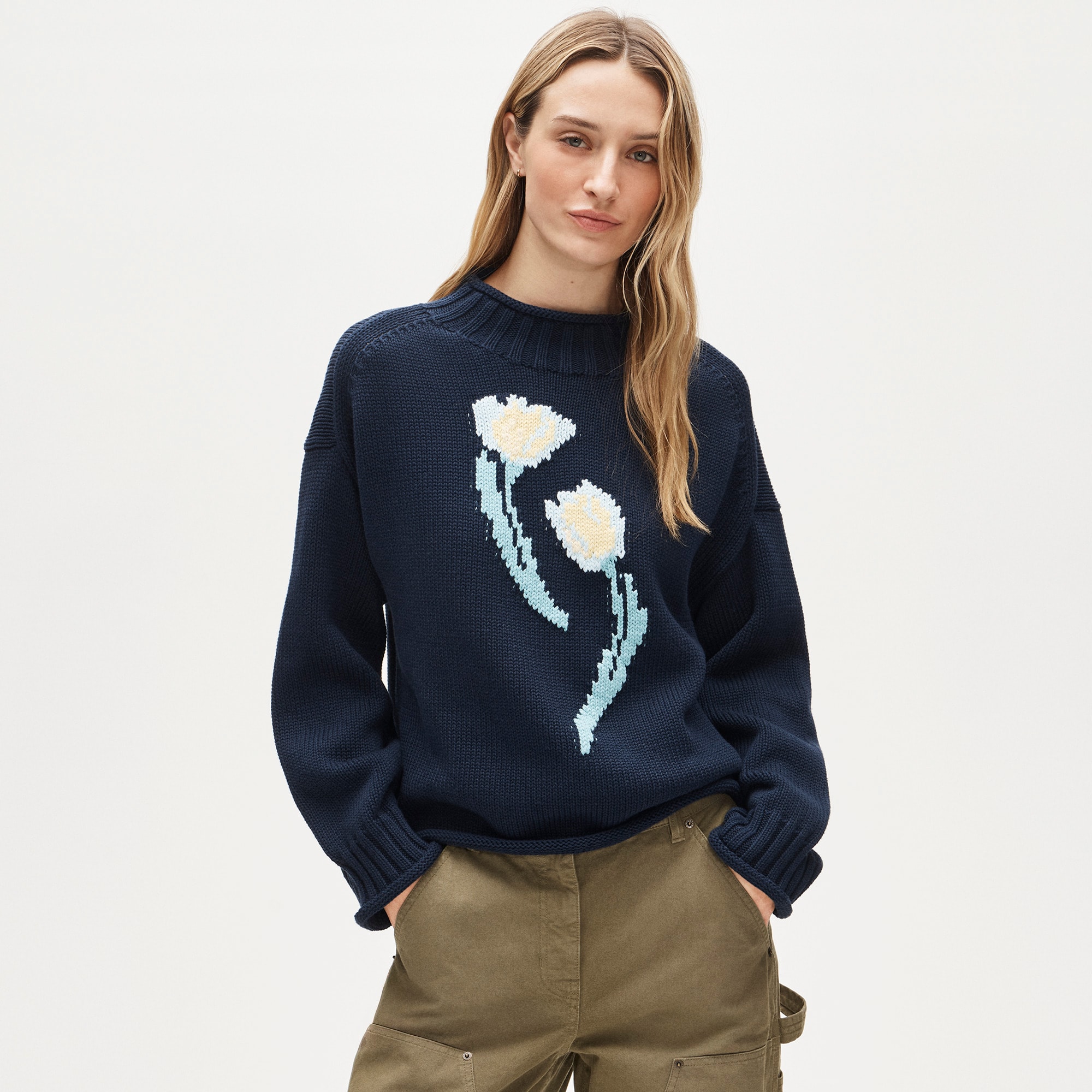 2025 Rollneck™ sweater in floral-print heritage cotton