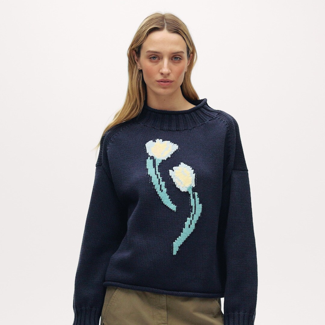 2025 Rollneck&trade; sweater in floral-print heritage cotton