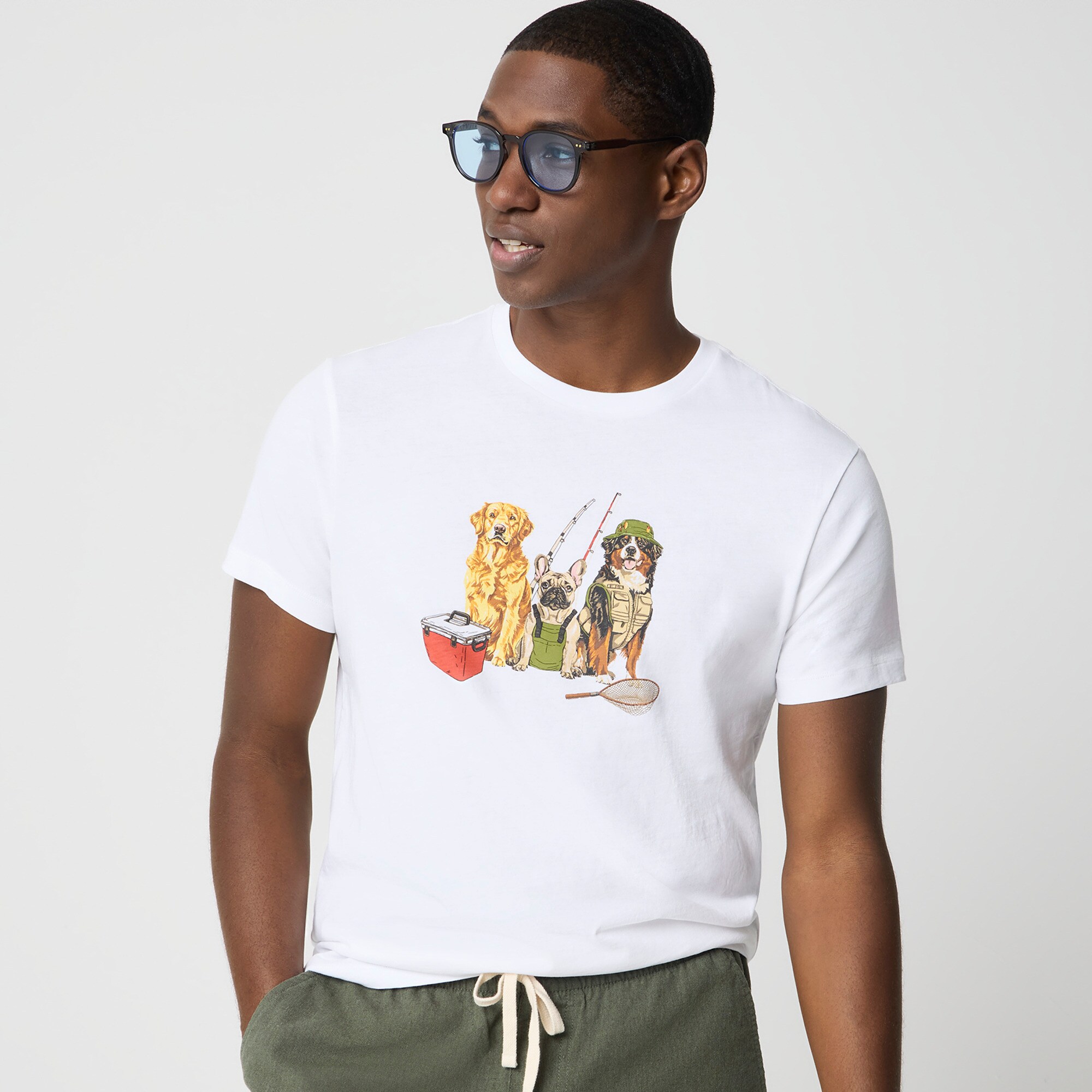 mens Fisherman dogs graphic tee