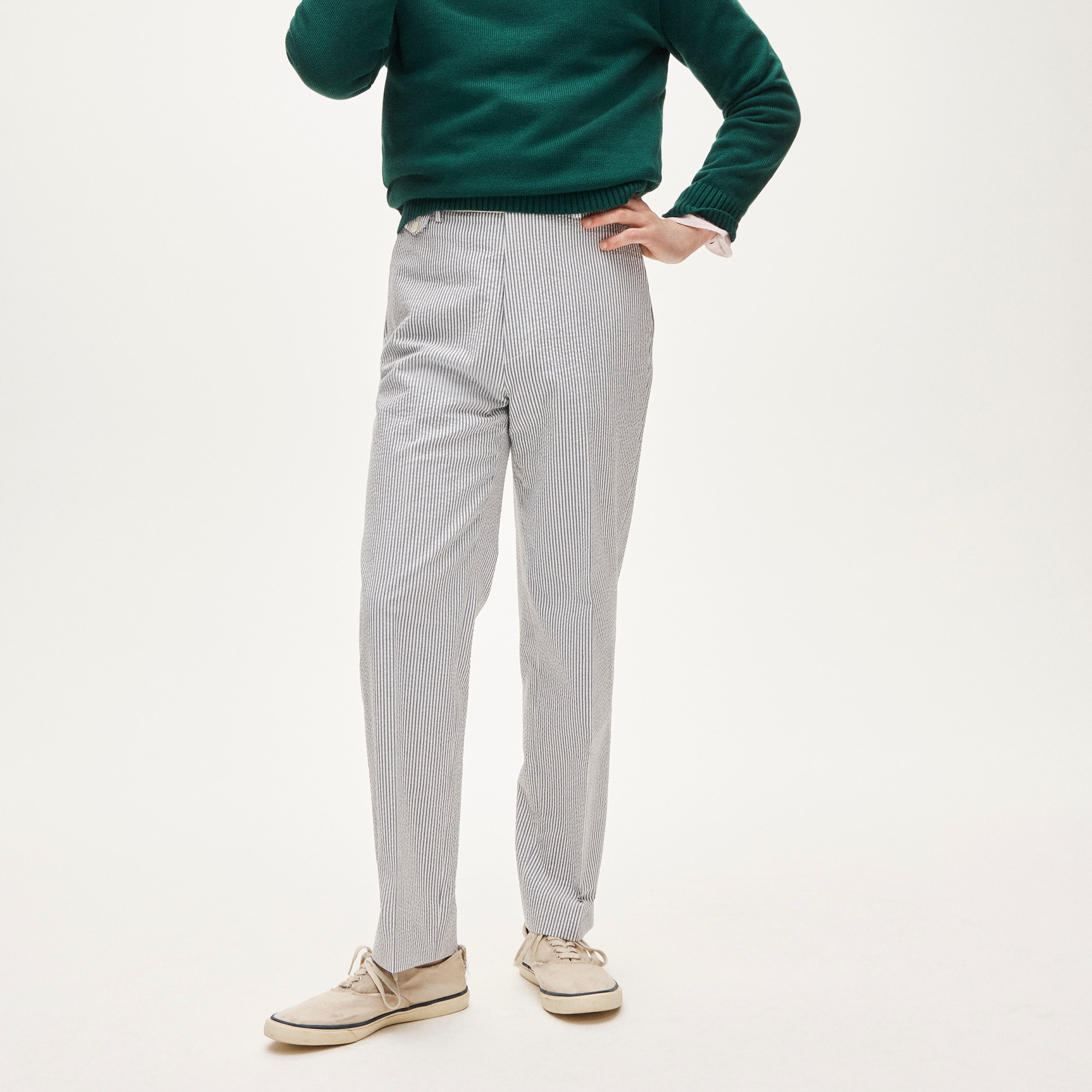 Relaxed-fit trouser in cotton seersucker