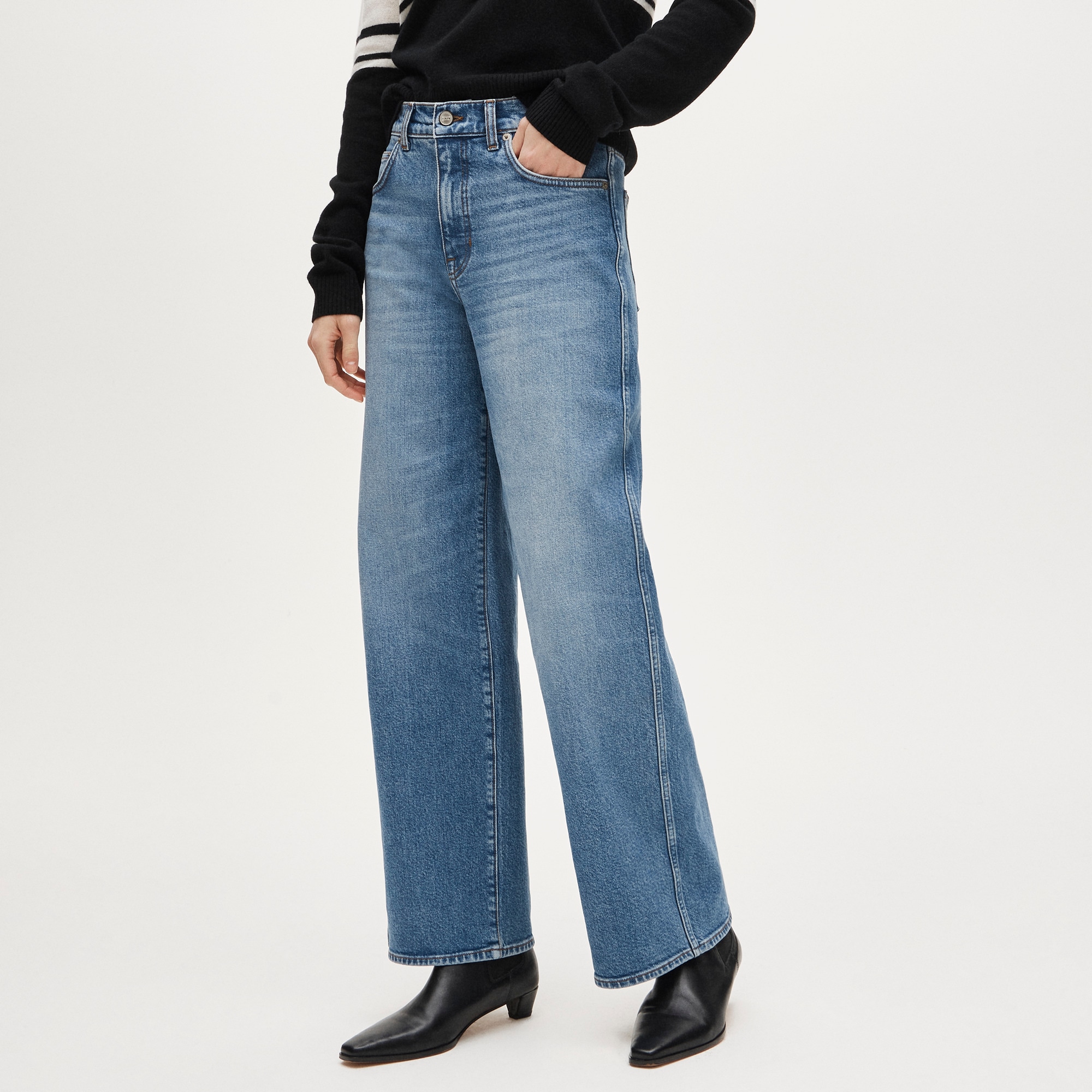 Everyday wide-leg ankle jean in semi-stretch