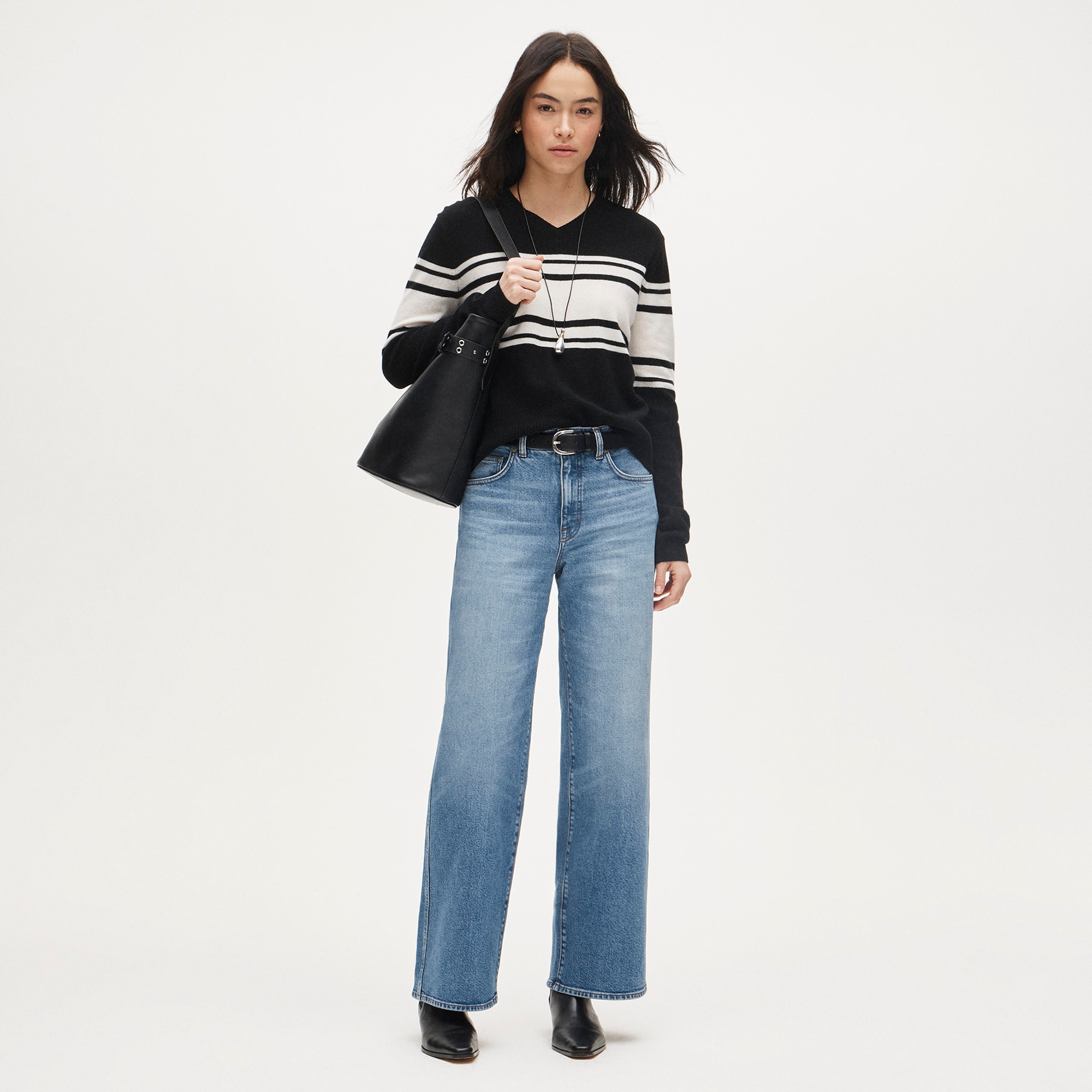 Everyday wide-leg ankle jean in semi-stretch