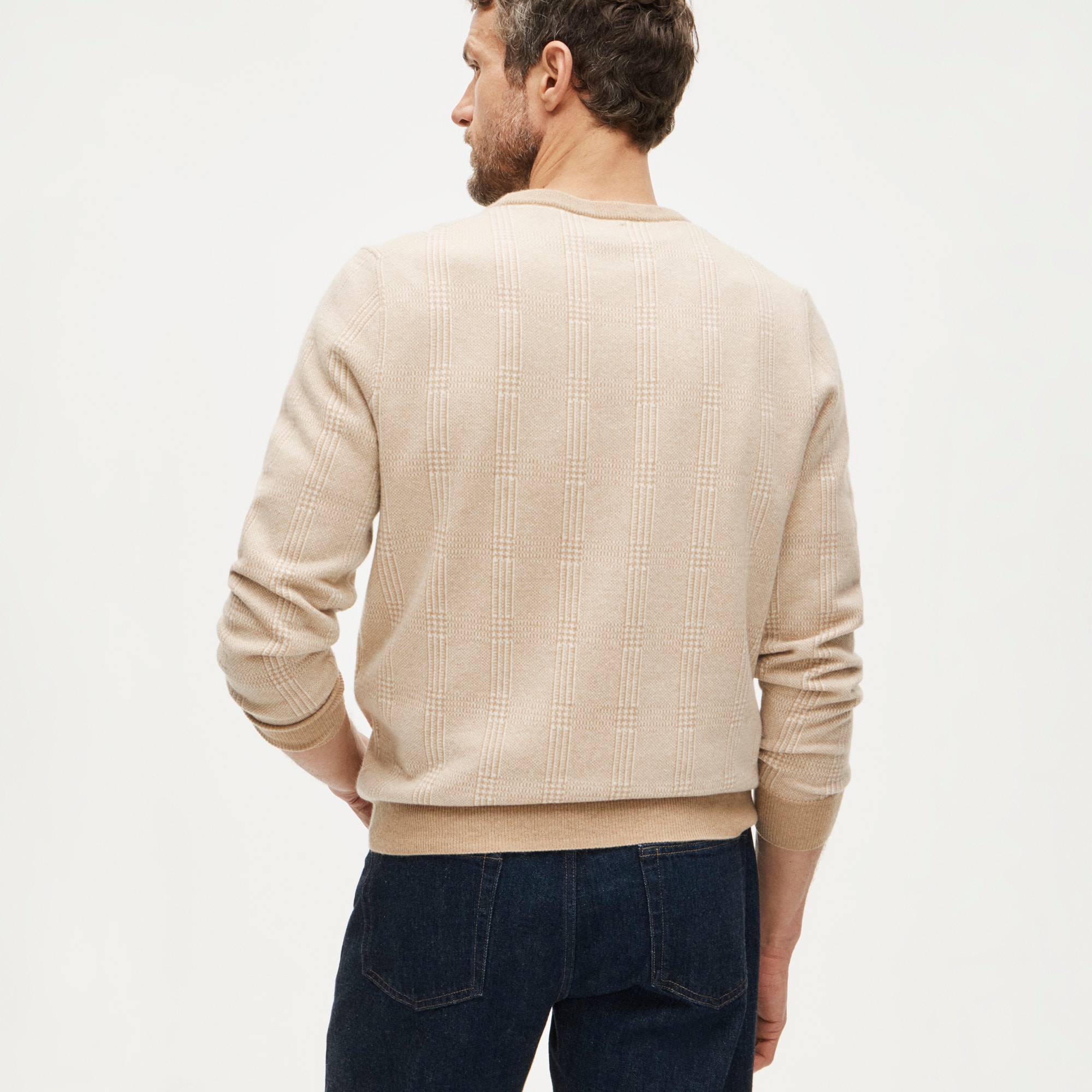 Cashmere sweater in glen plaid