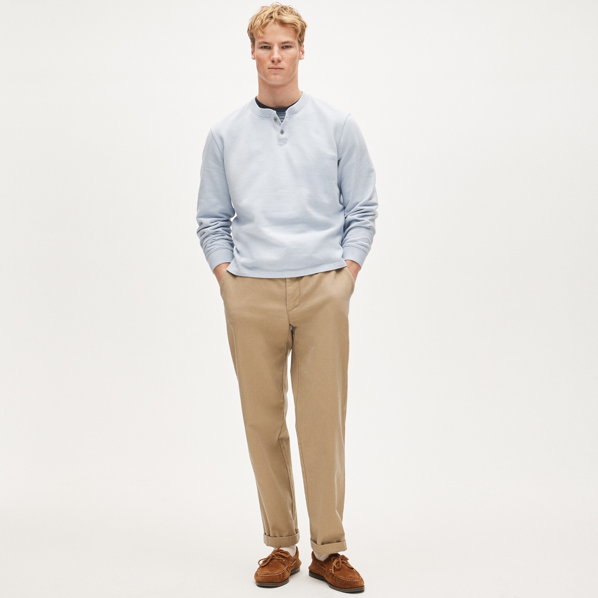Dense cotton herringbone henley