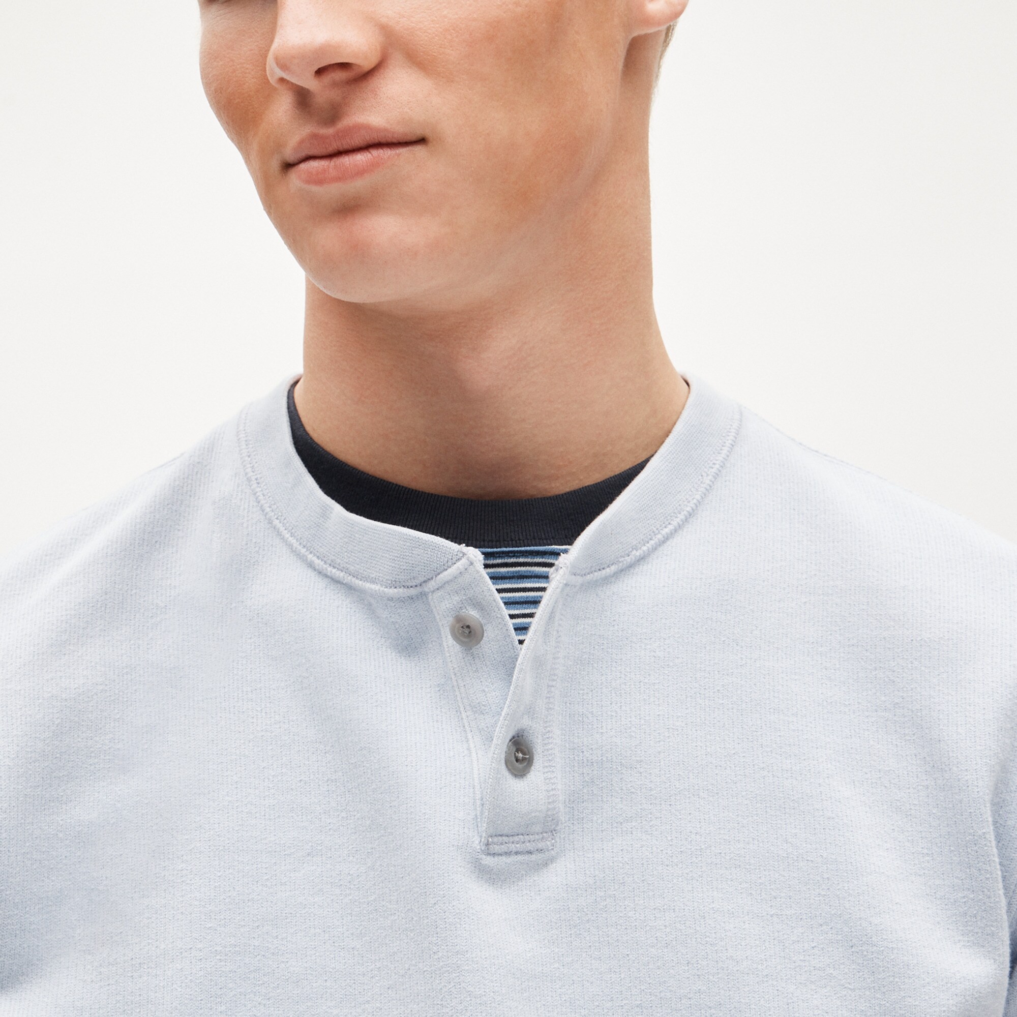 Dense cotton herringbone henley
