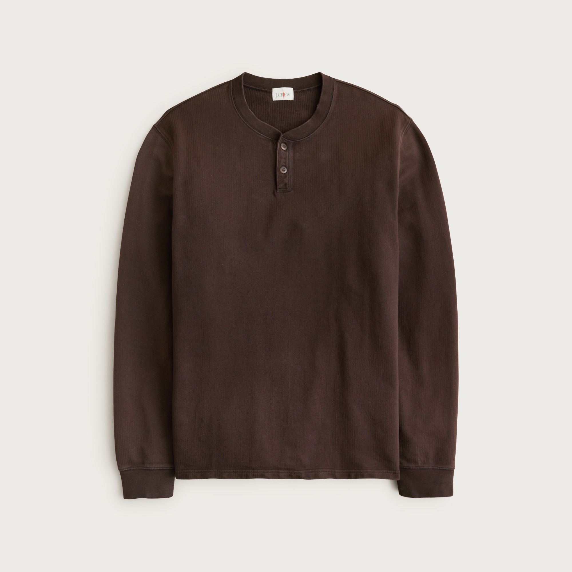 Dense Cotton Herringbone Henley For Men | J.Crew