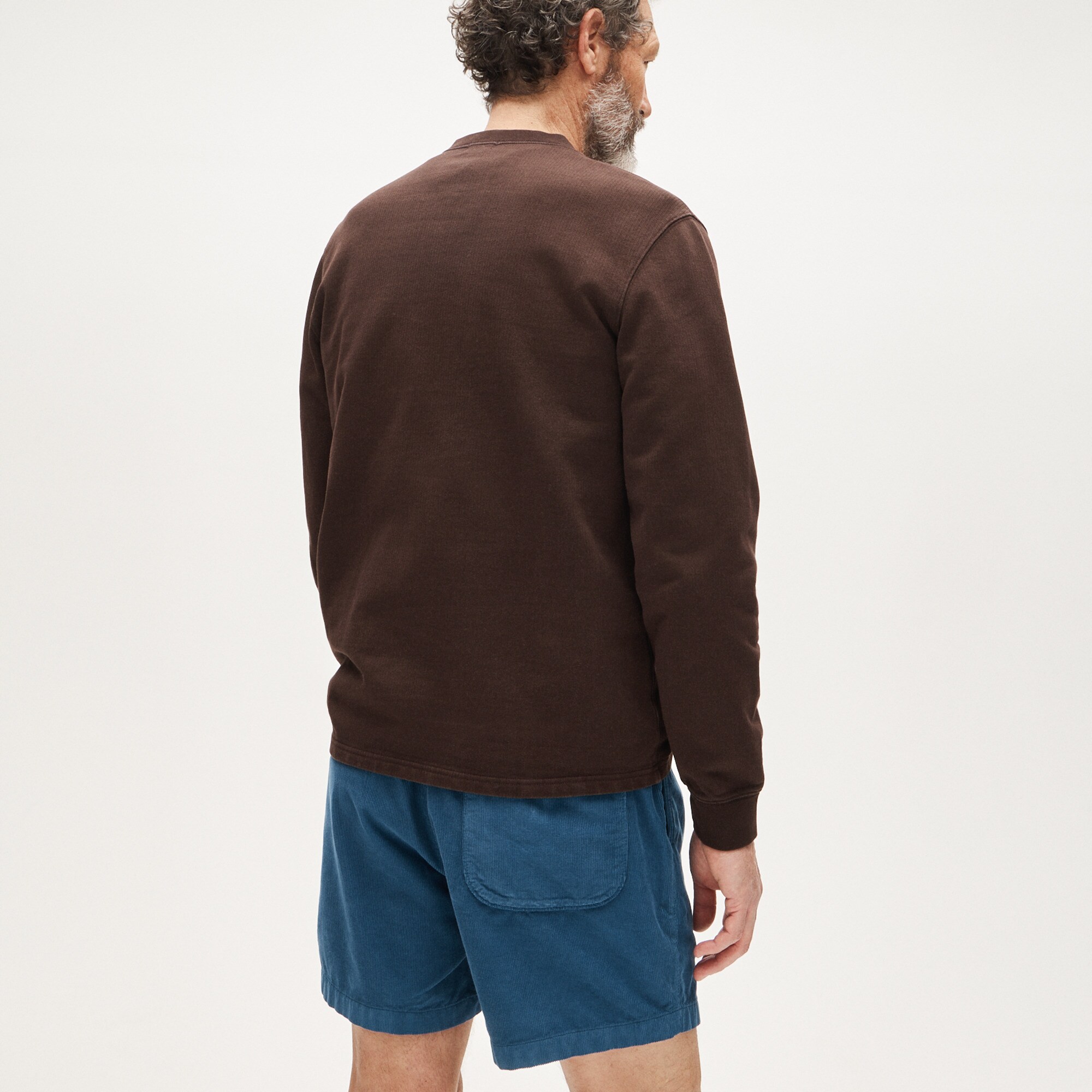 Dense cotton herringbone henley