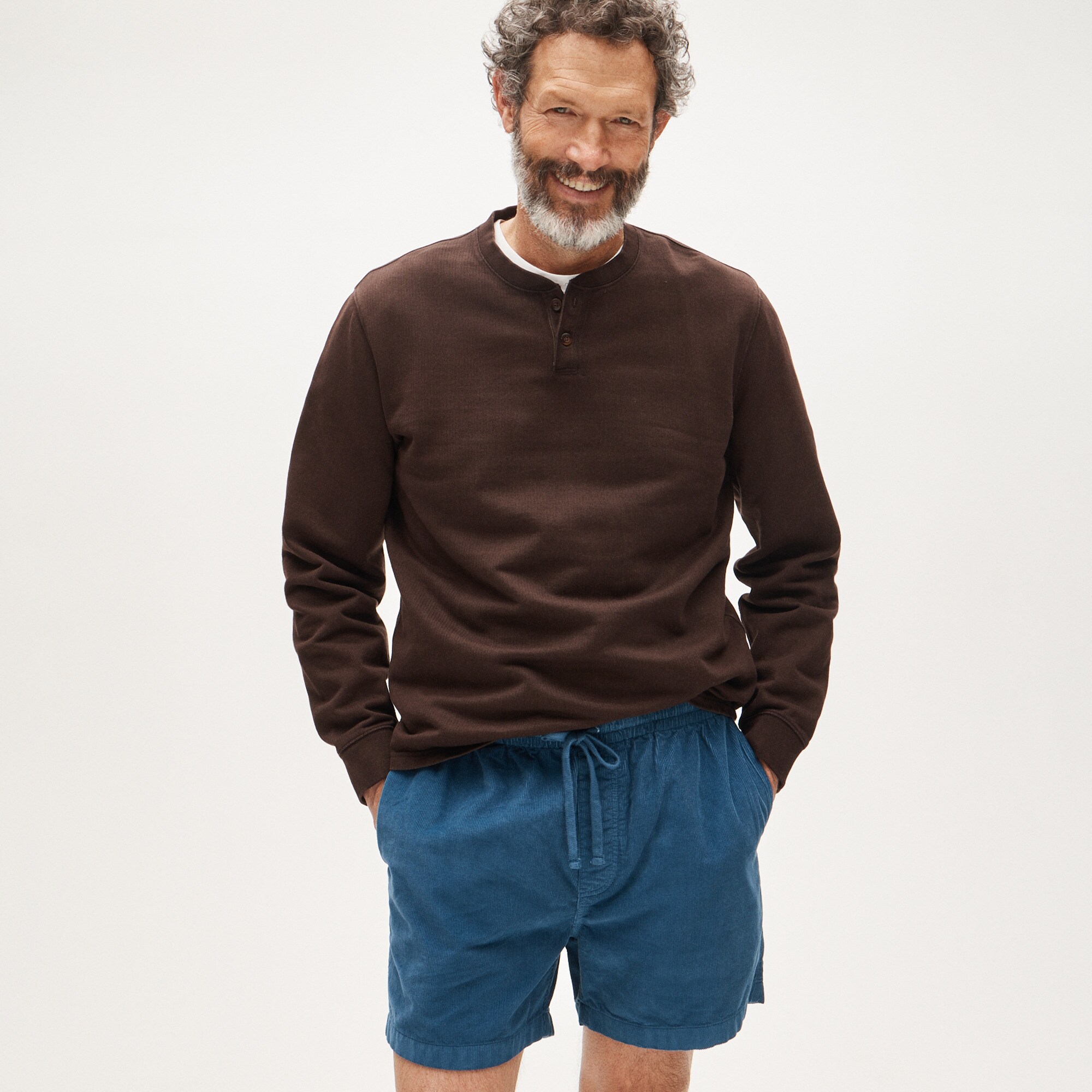 Dense Cotton Herringbone Henley For Men | J.Crew