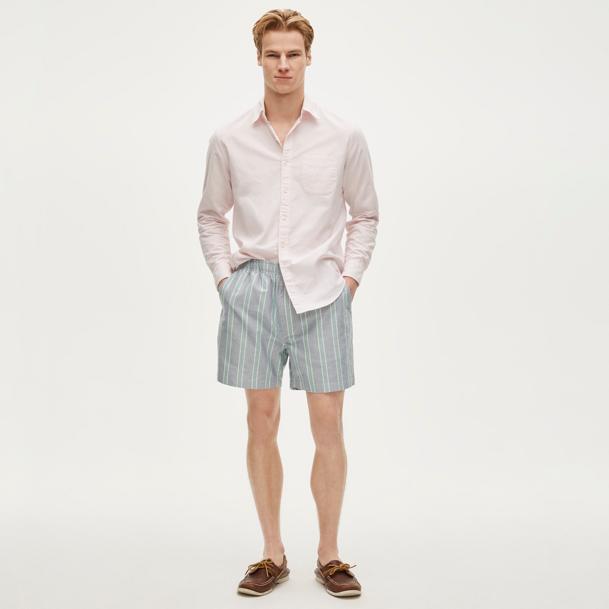5.5" Pier short in cotton oxford stripe