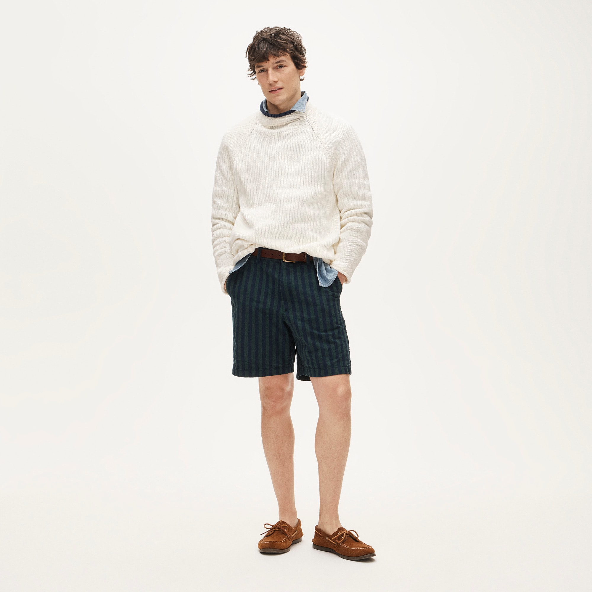 8" Classic chambray short in stripe
