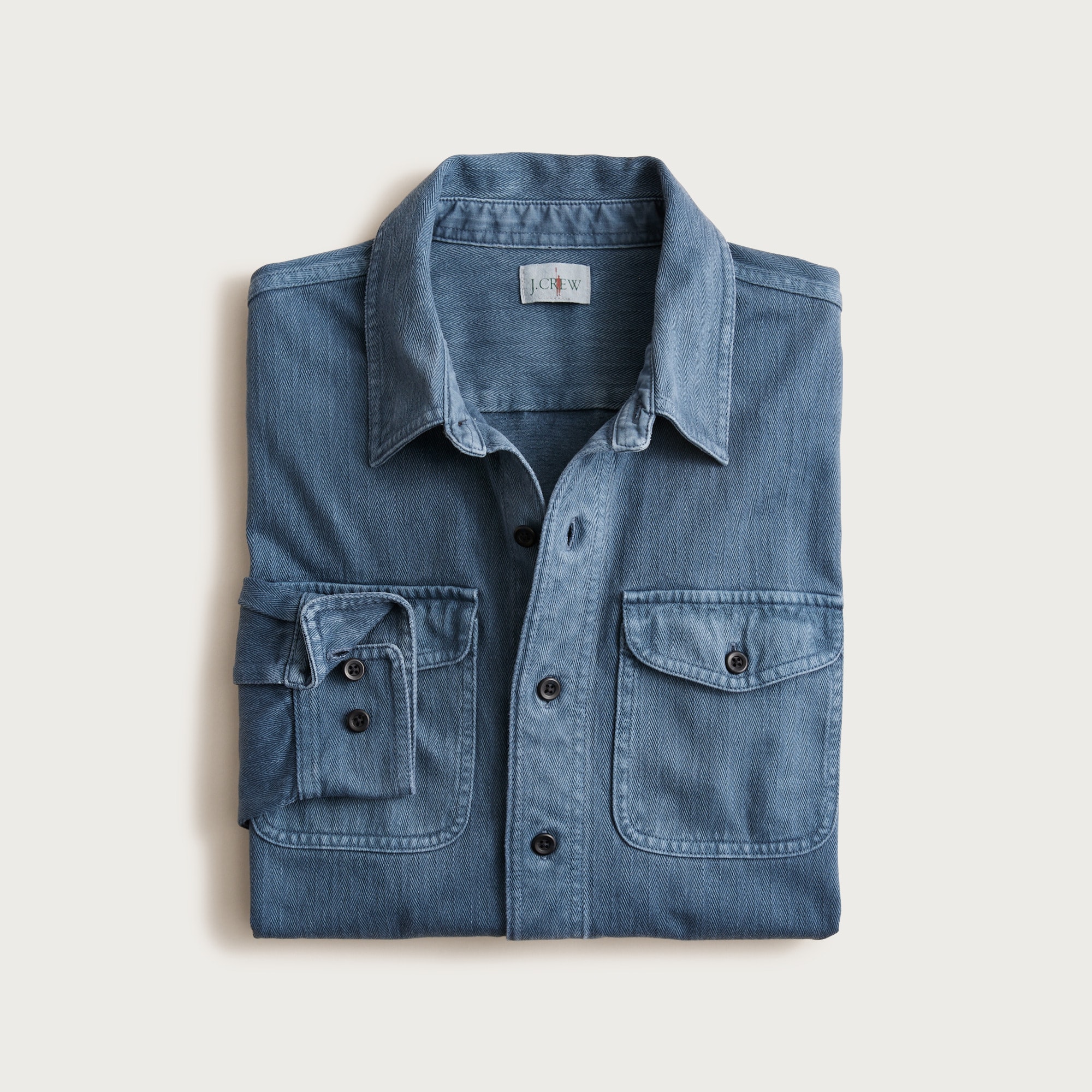 Herringbone workshirt in cotton