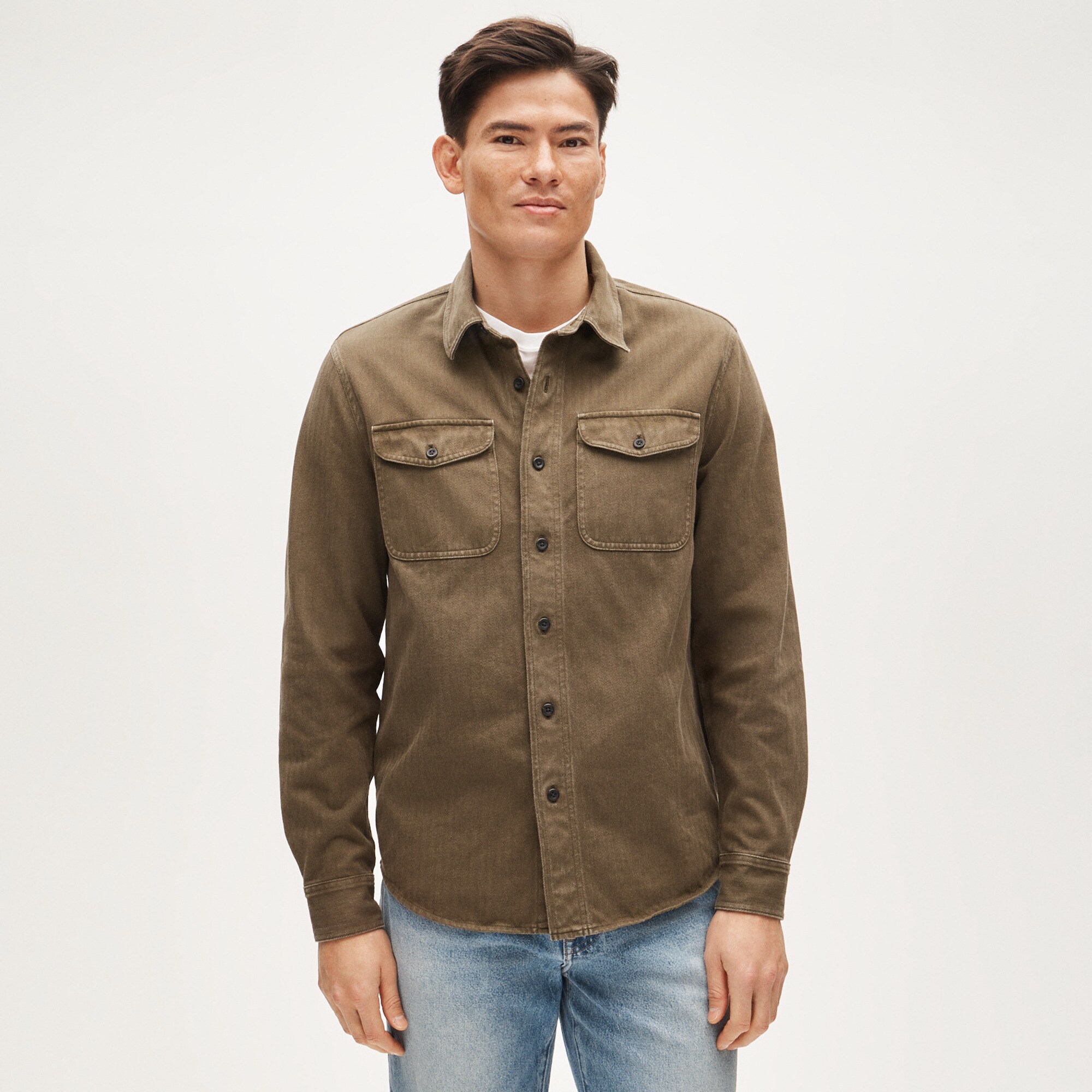 Herringbone workshirt in cotton