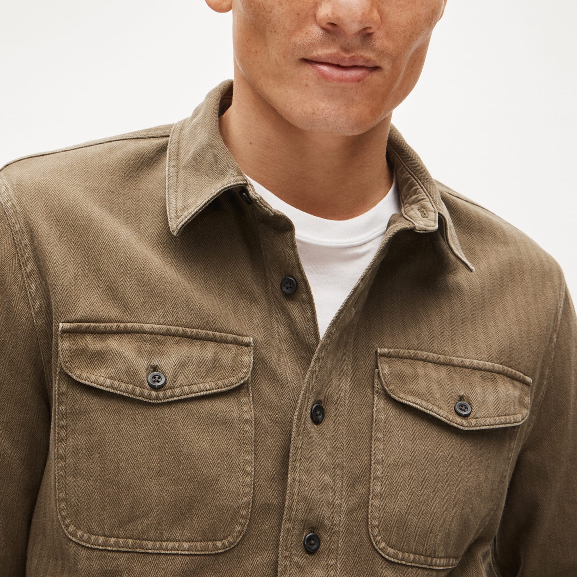 Herringbone workshirt in cotton