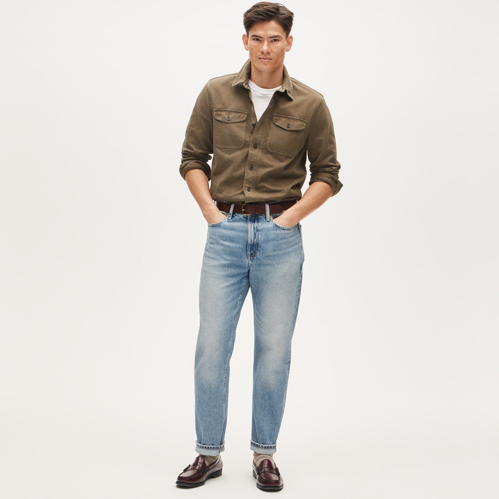 Herringbone workshirt in cotton