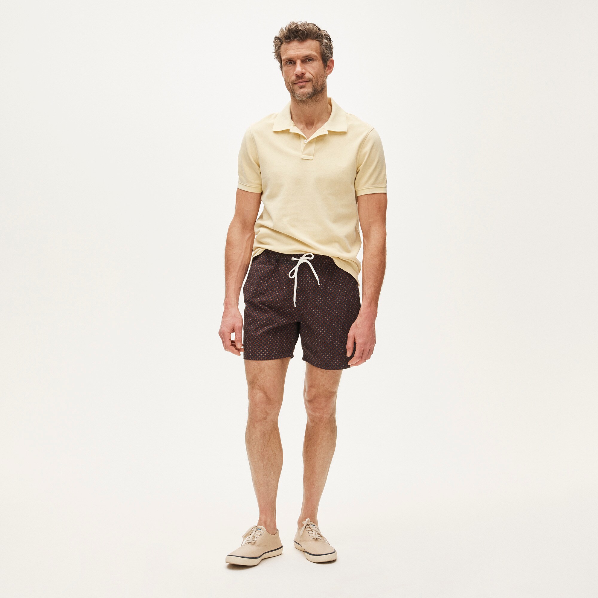 6" stretch swim trunk in print with EOCONYL® nylon