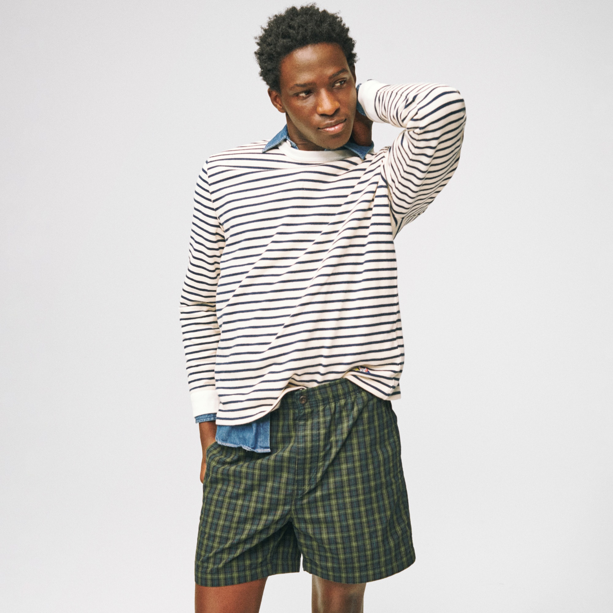 mens 5.5" Pier short in cotton plaid