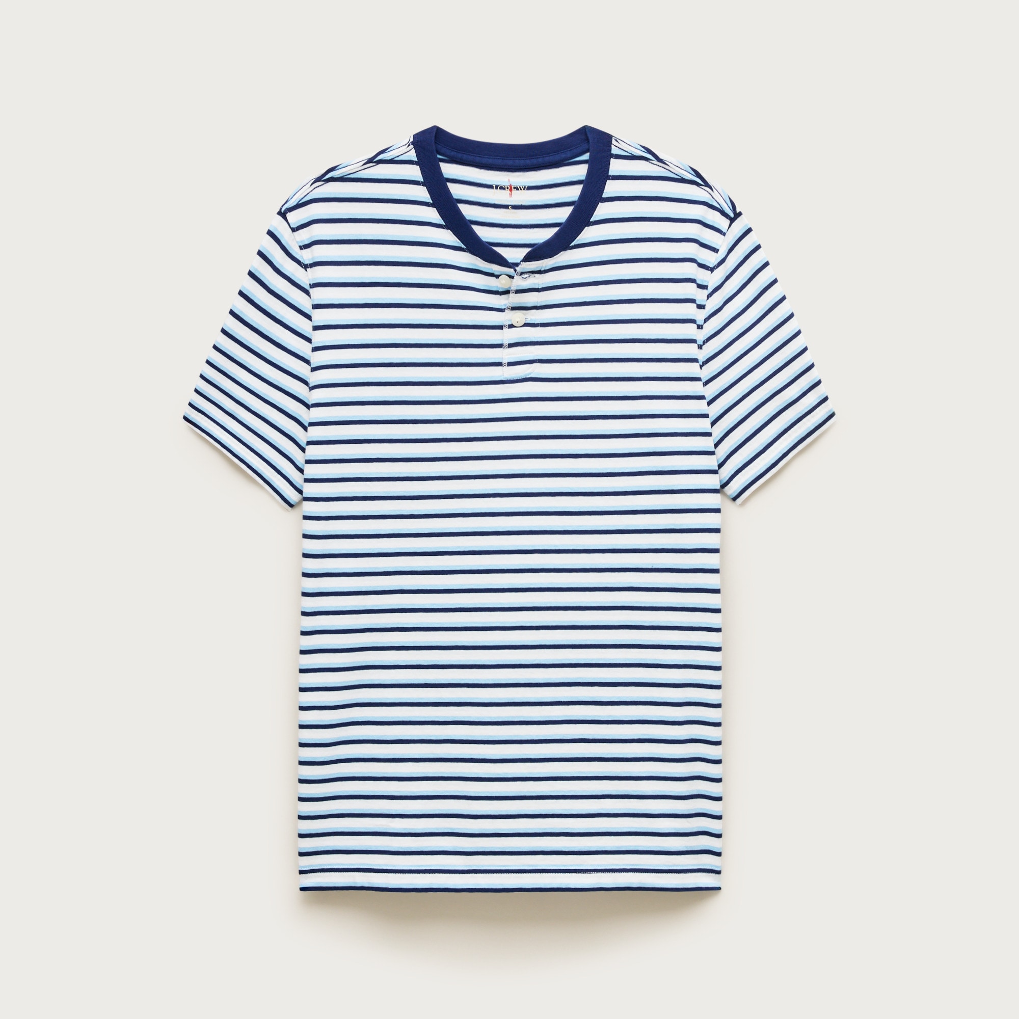 Short-sleeve vintage-wash cotton henley in stripe
