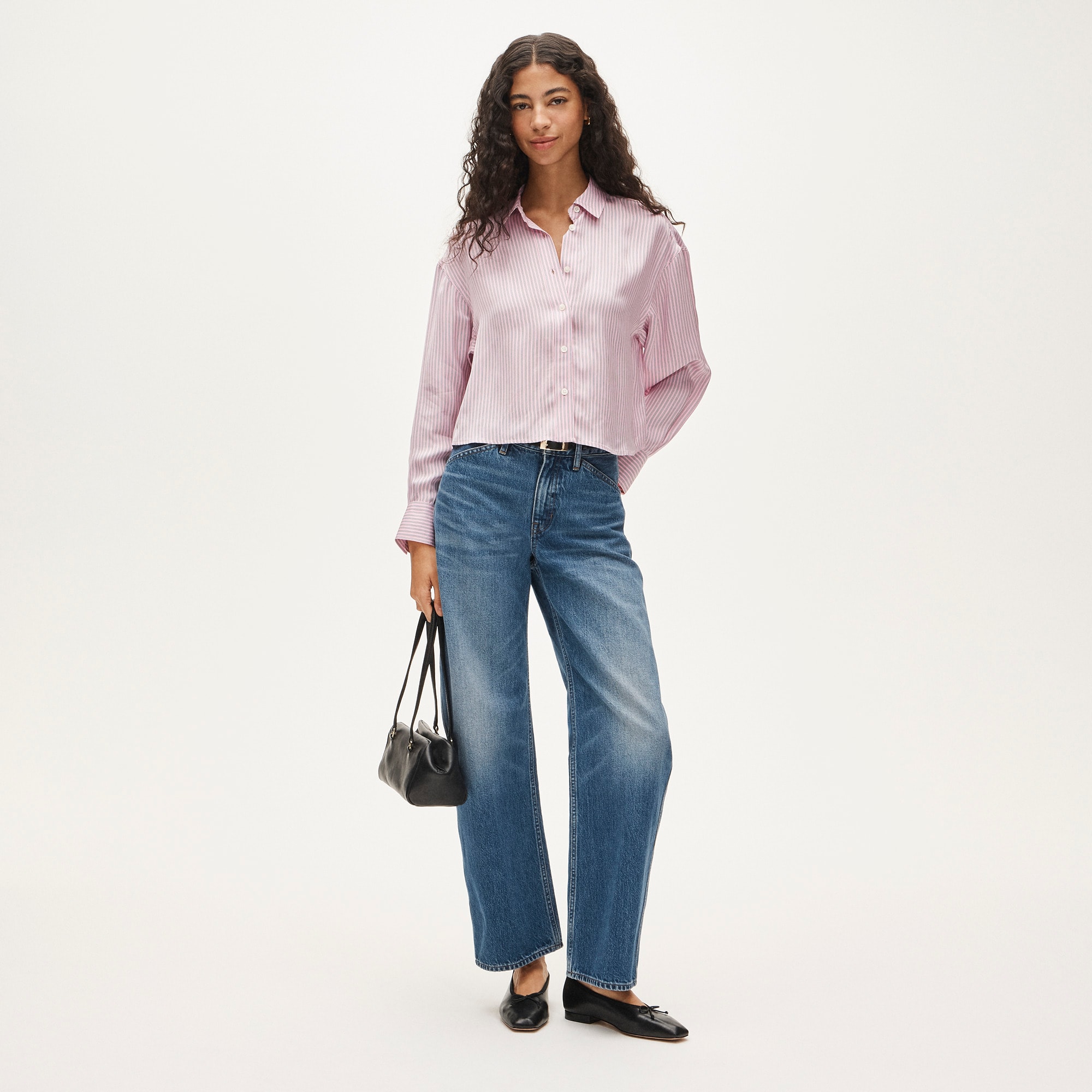 Étienne cropped button-up shirt in viscose twill