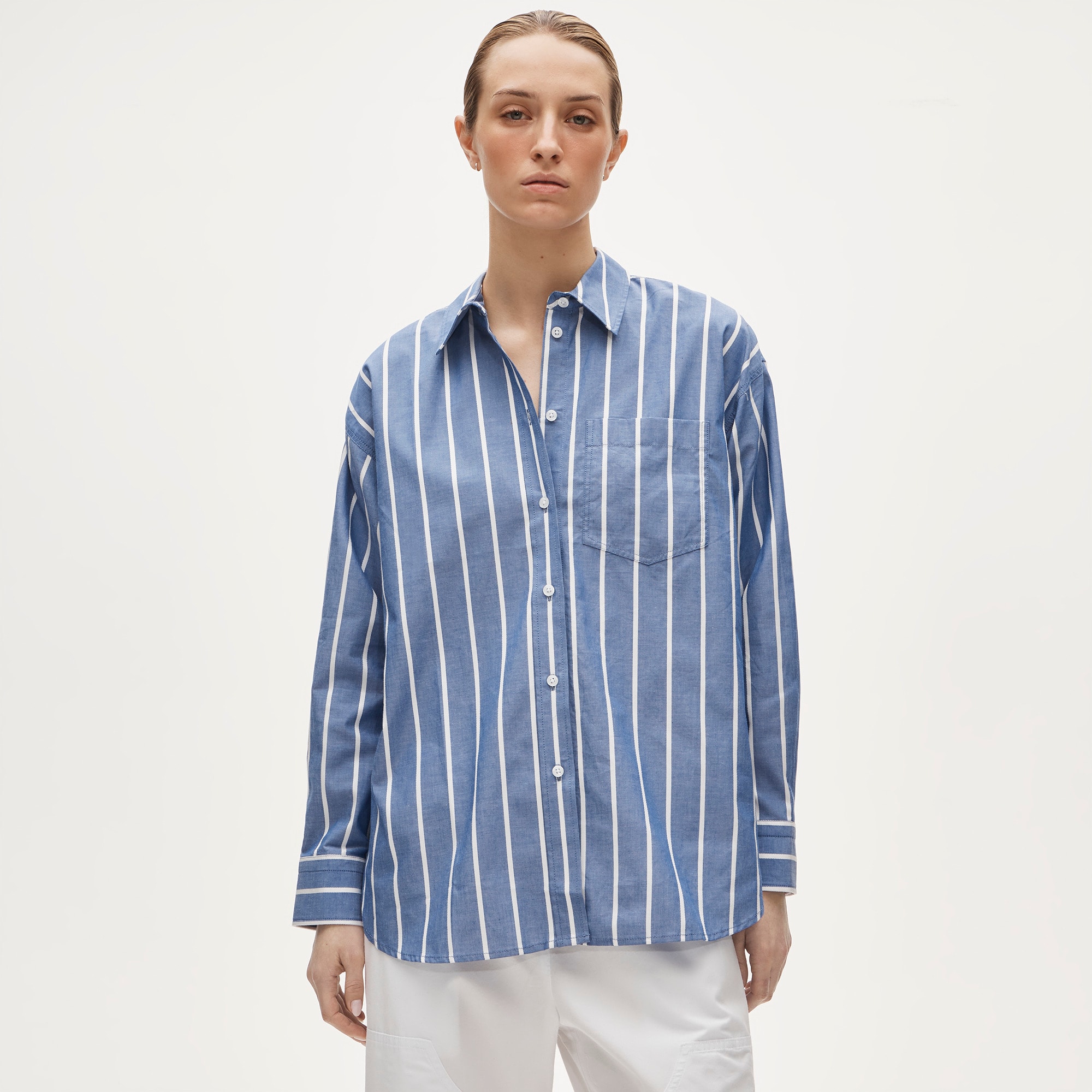 Petite &Eacute;tienne oversized shirt in dobby stripe - Other