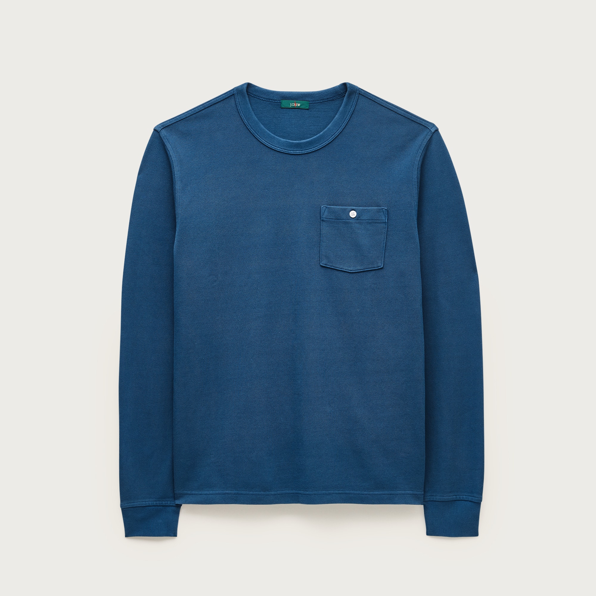 mens Washed piqu&eacute; long-sleeve pocket T-shirt