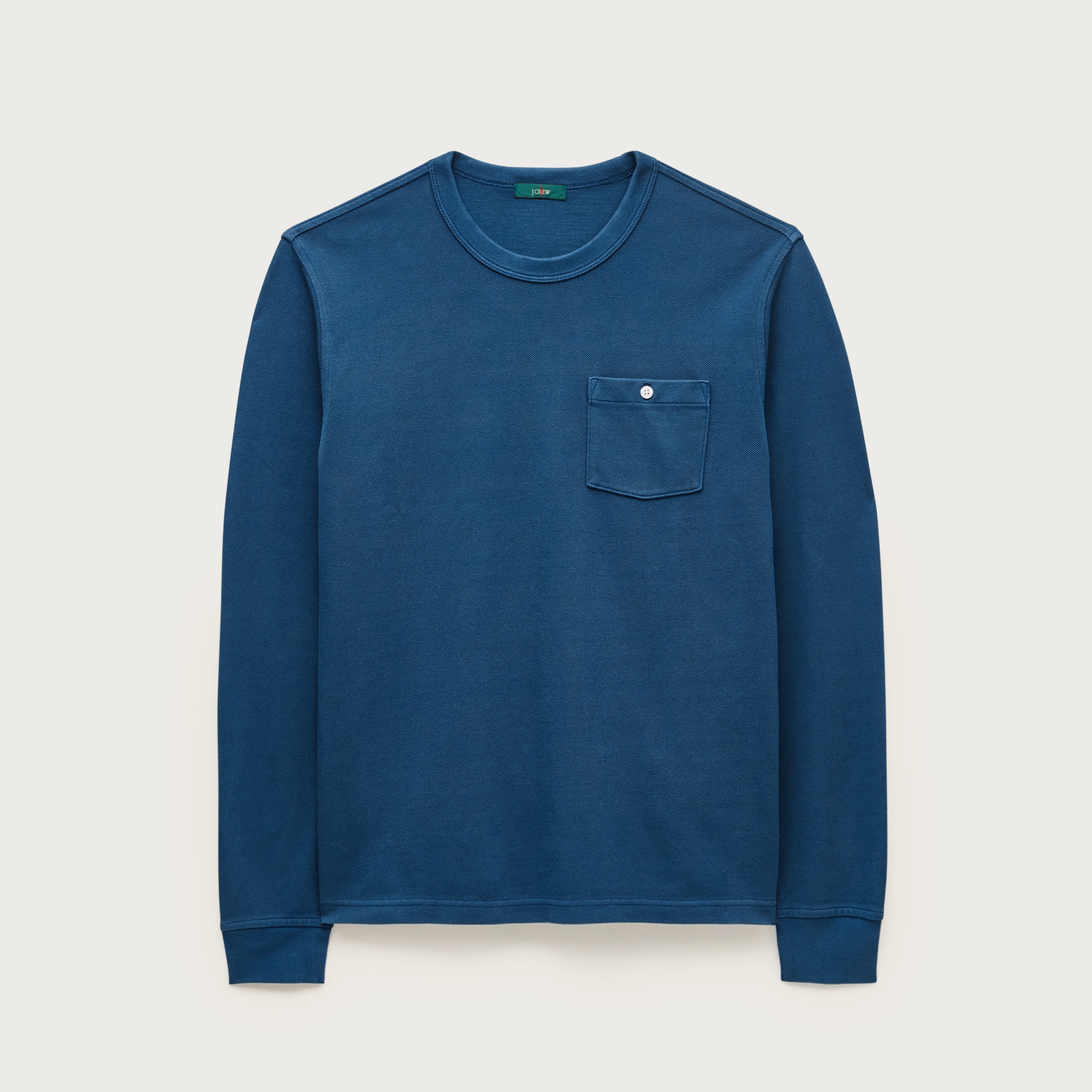 Washed Piqué Long-sleeve Pocket T-shirt For Men | J.Crew