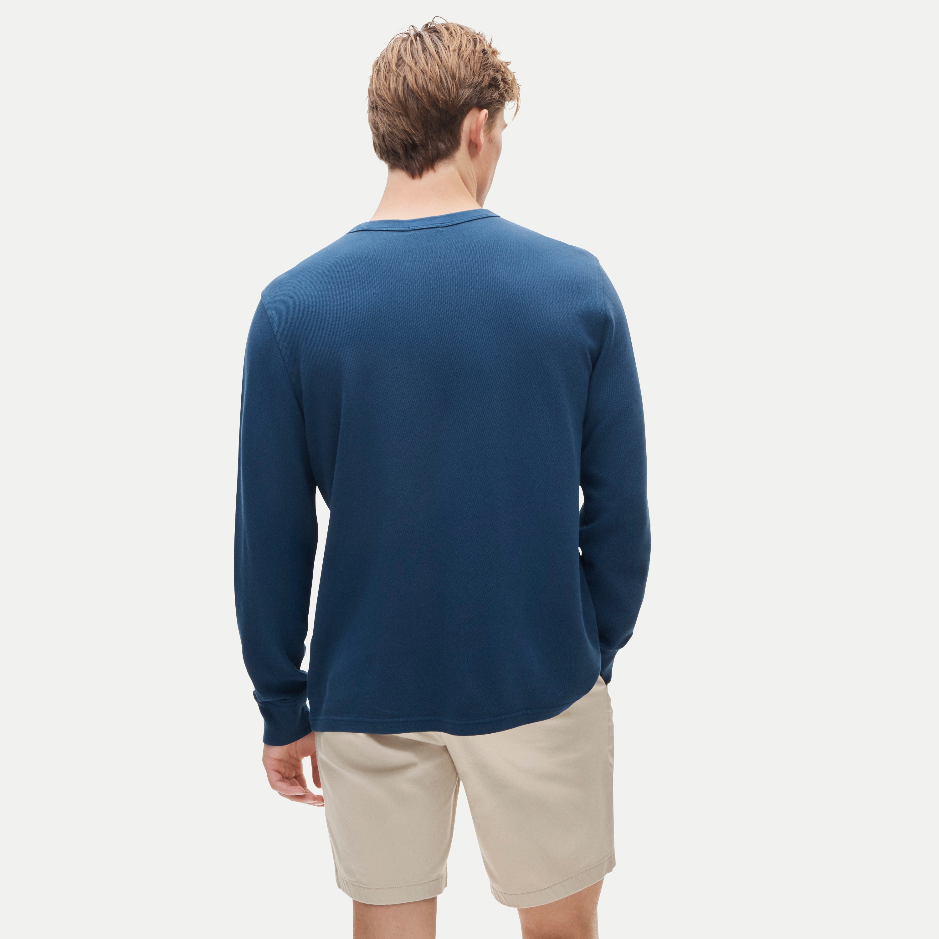 Washed piqué long-sleeve pocket T-shirt