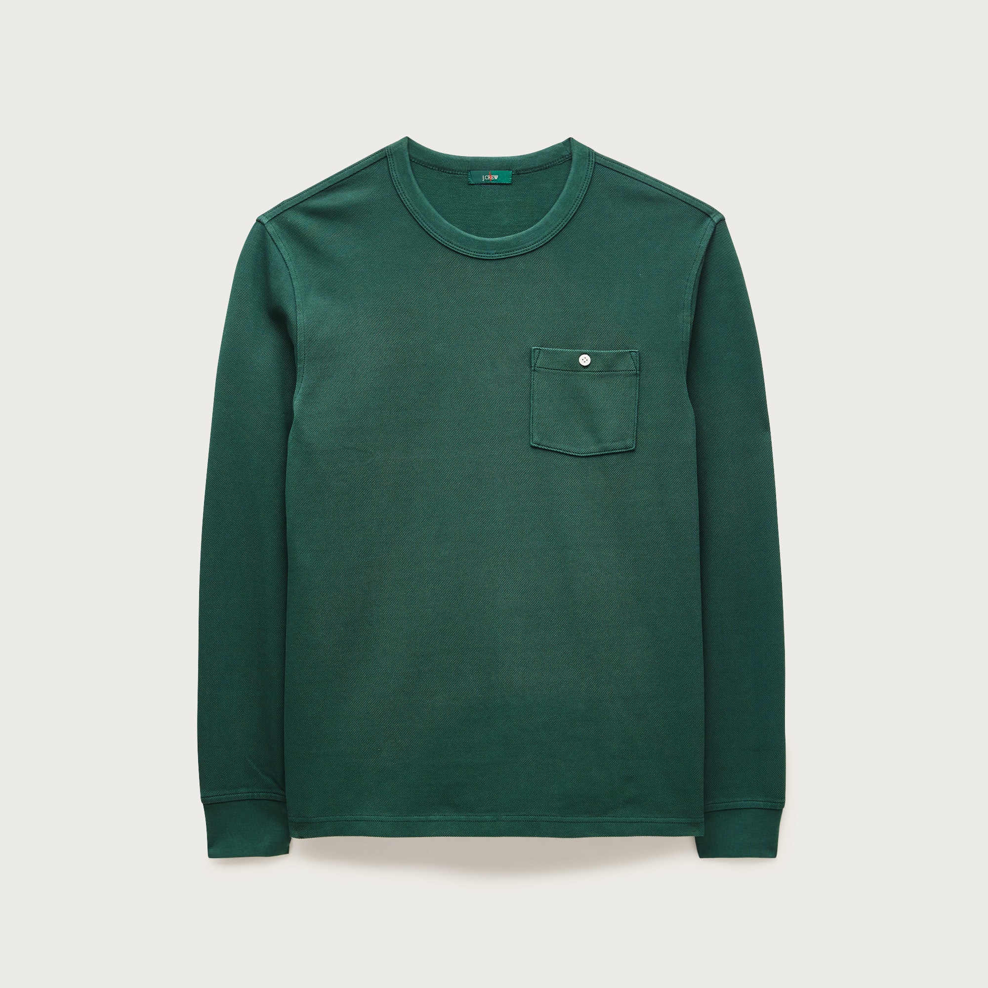 mens Washed piqu&eacute; long-sleeve pocket T-shirt