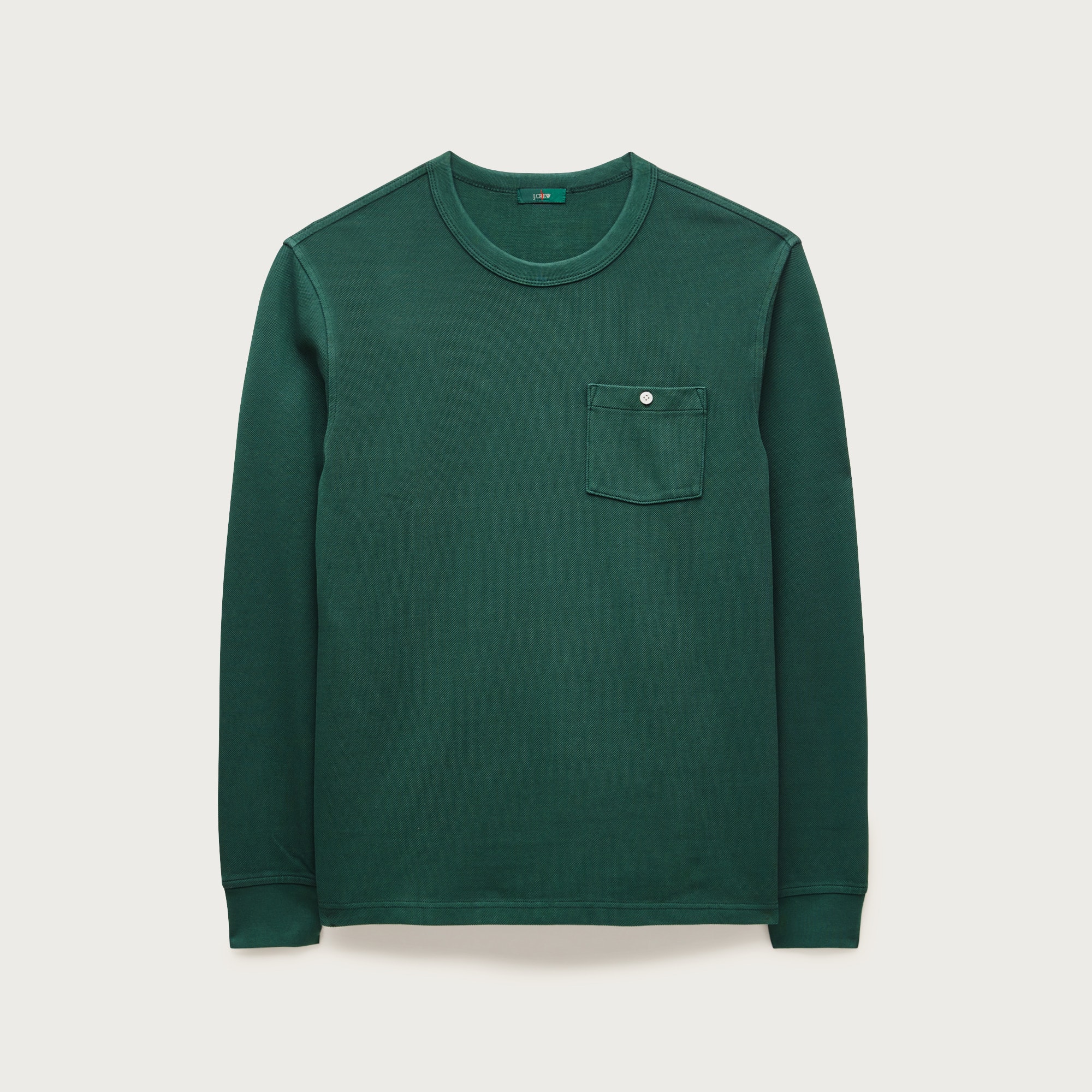 Washed piqué long-sleeve pocket T-shirt