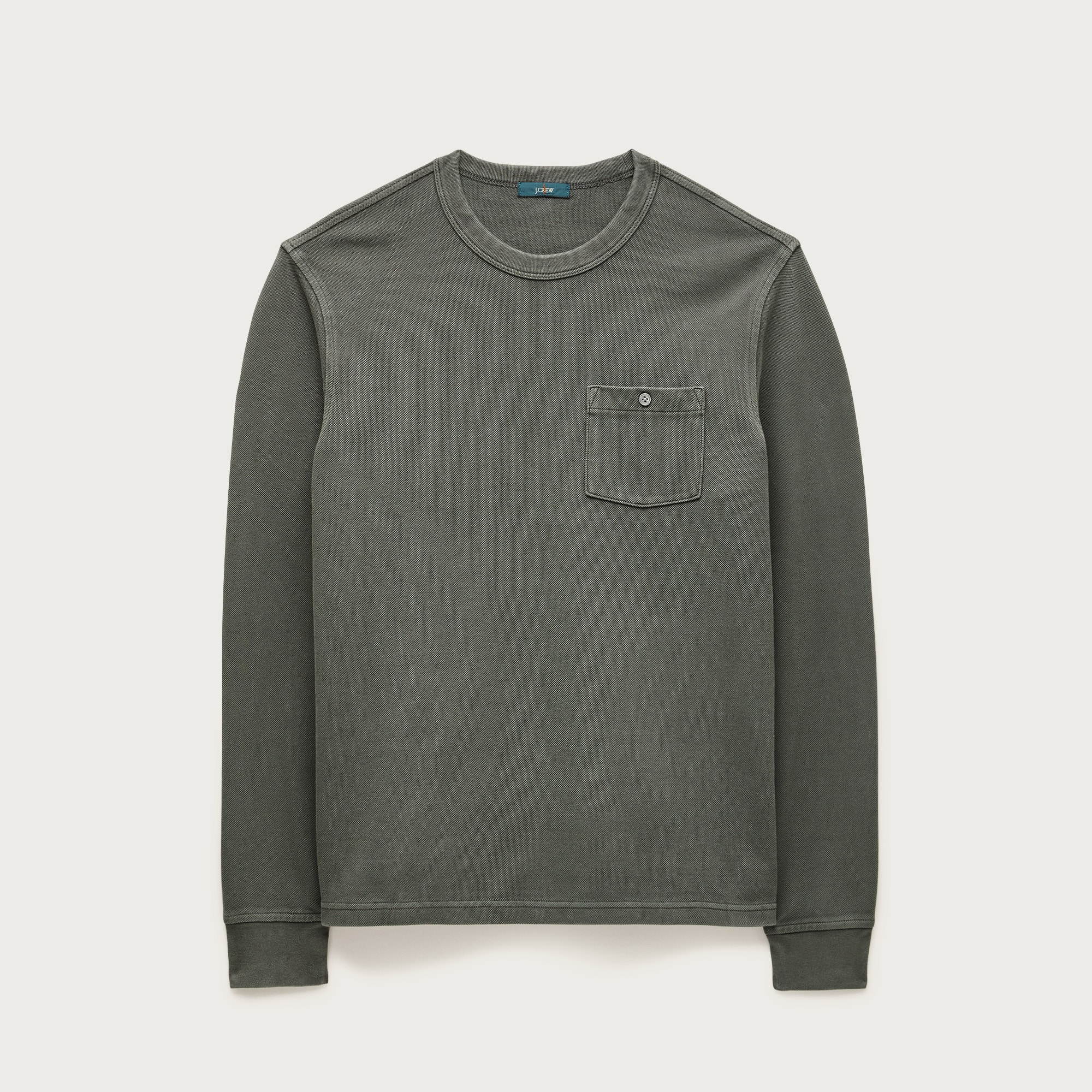 mens Washed piqu&eacute; long-sleeve pocket T-shirt