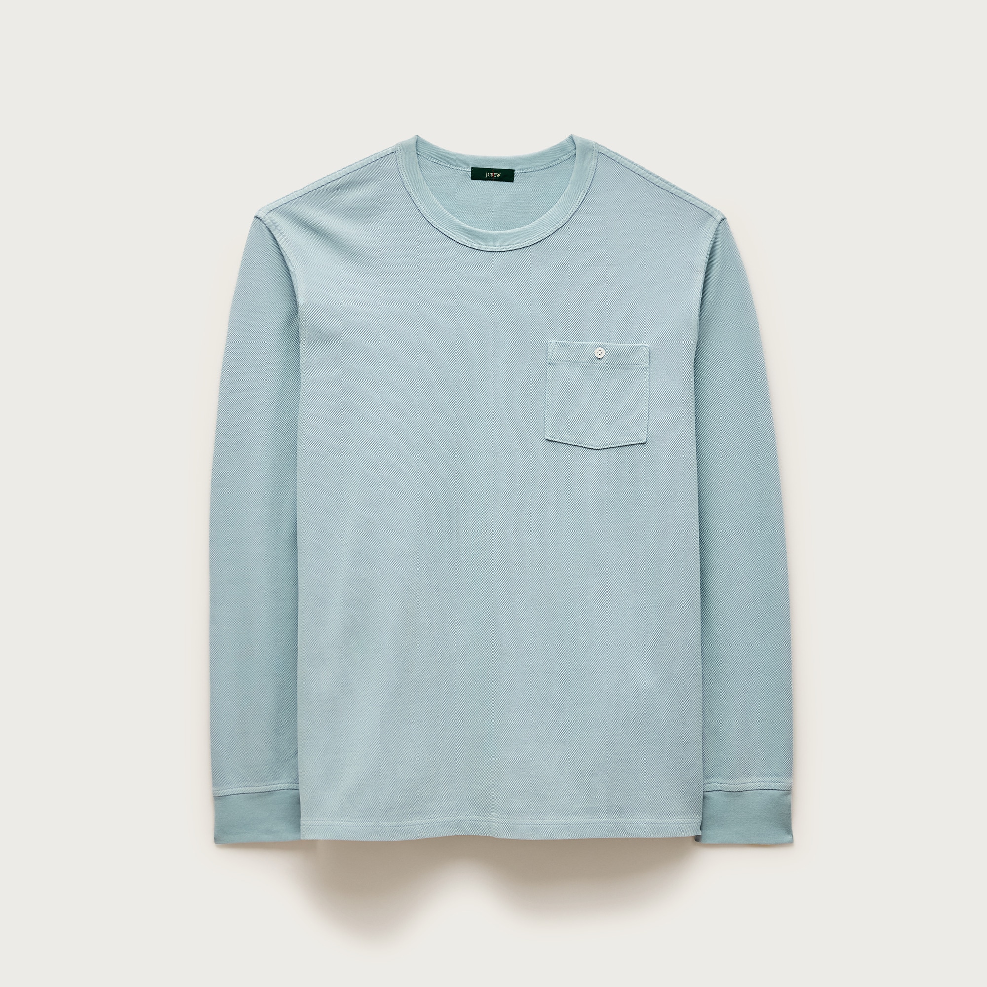  Washed piqu&eacute; long-sleeve pocket T-shirt