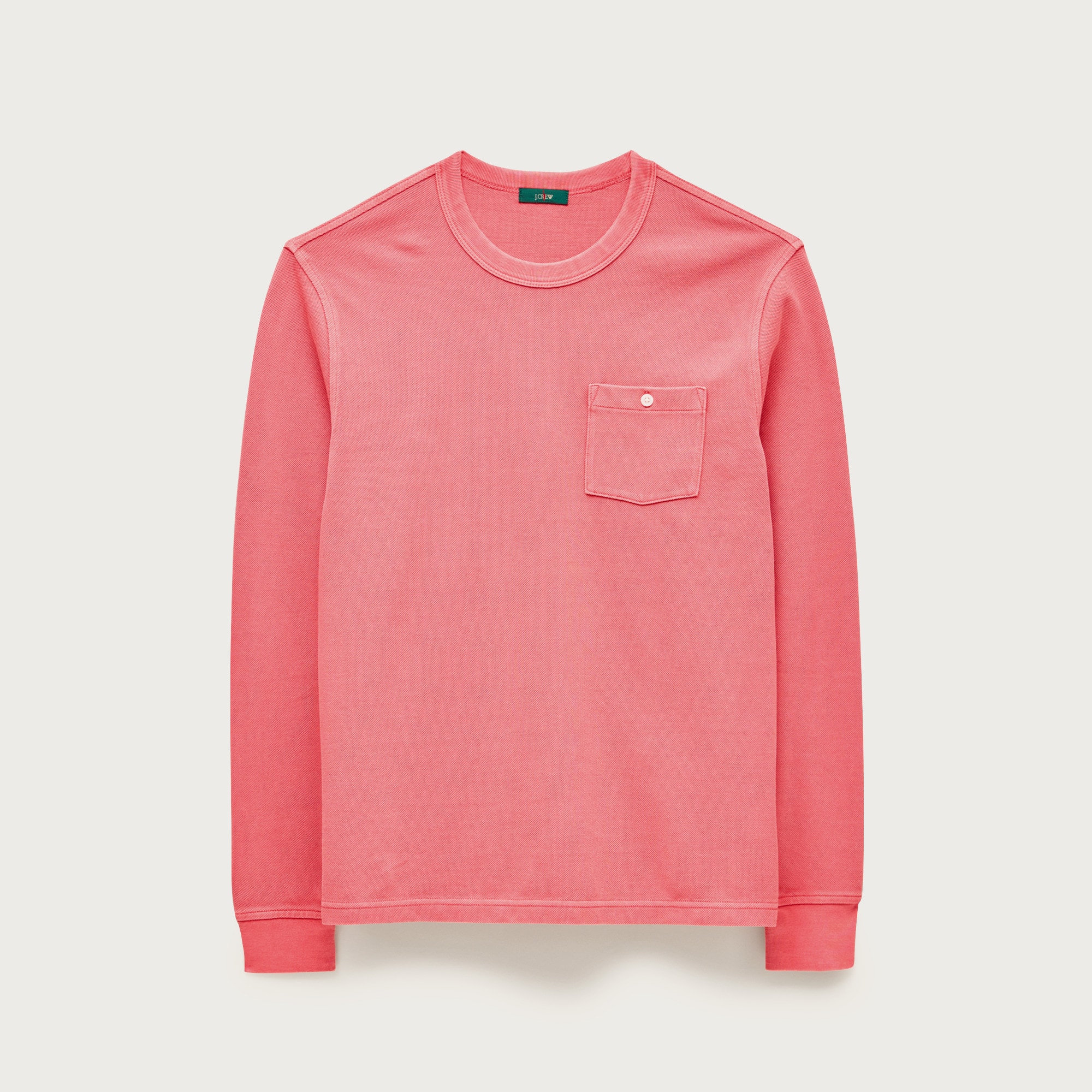 Washed Piqué Long-sleeve Pocket T-shirt For Men | J.Crew