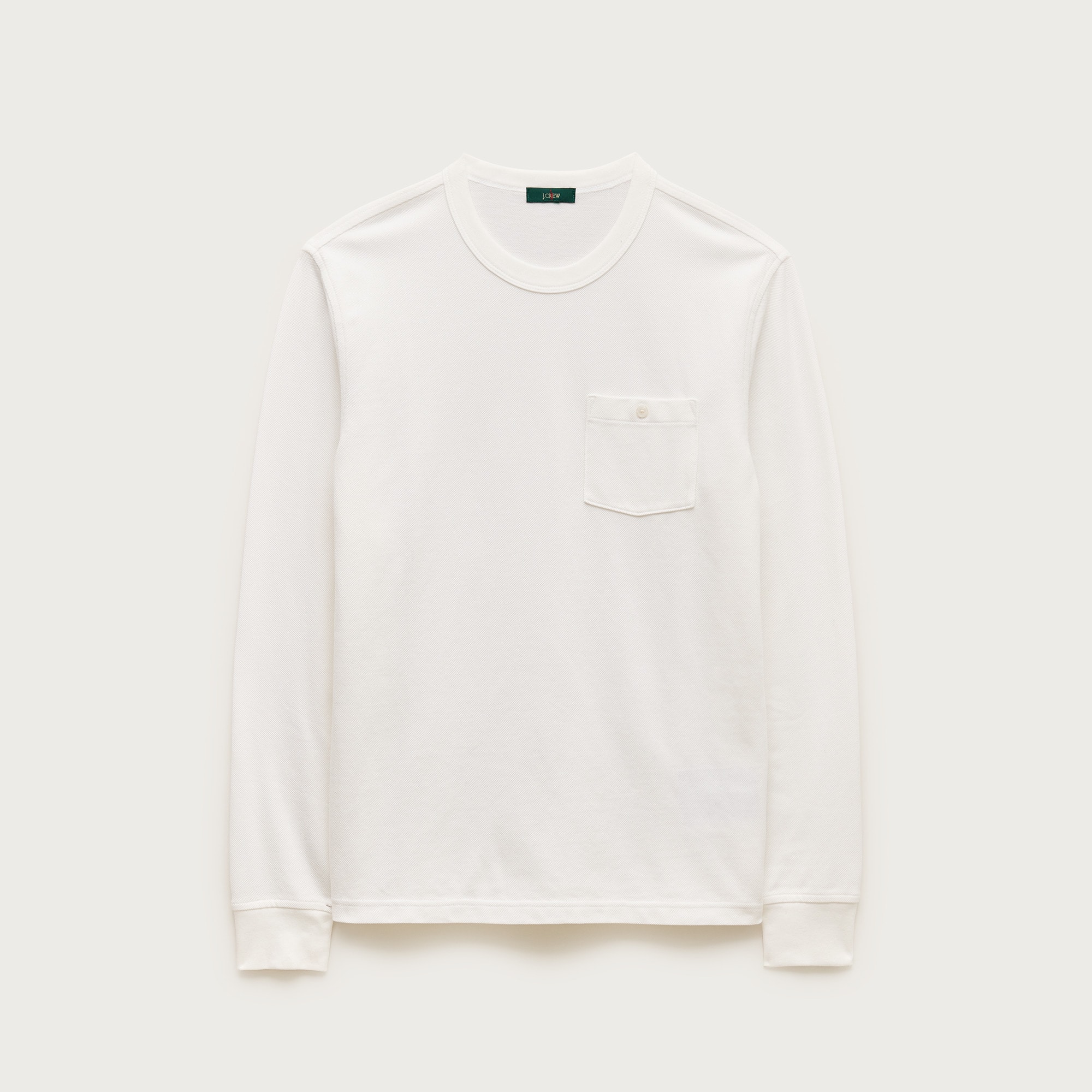  Washed piqu&eacute; long-sleeve pocket T-shirt