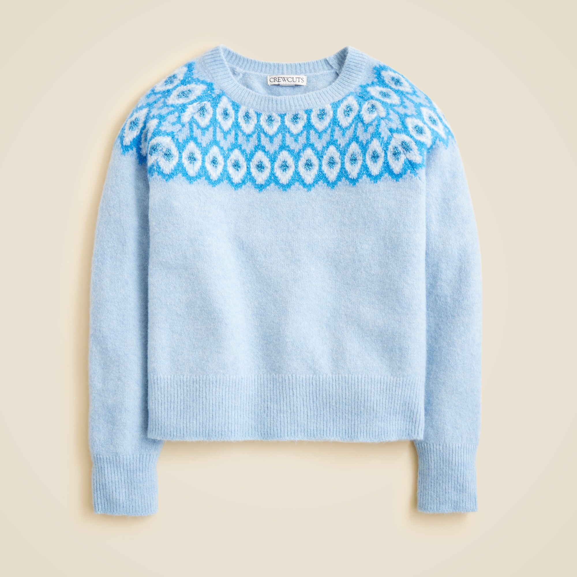 girls Girls' metallic Fair Isle sweater in Supersoft yarn