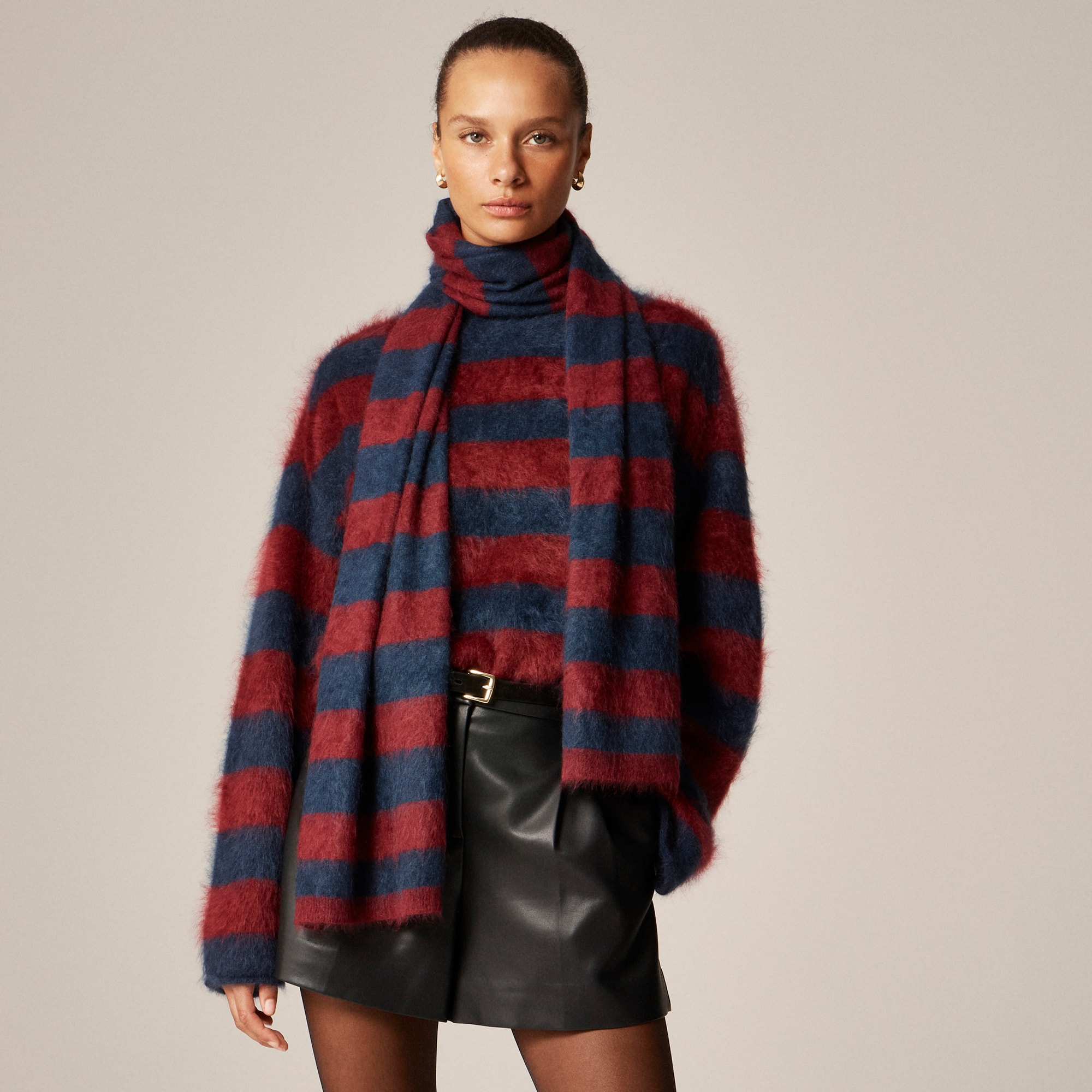 womens Brushed cashmere scarf in stripe
