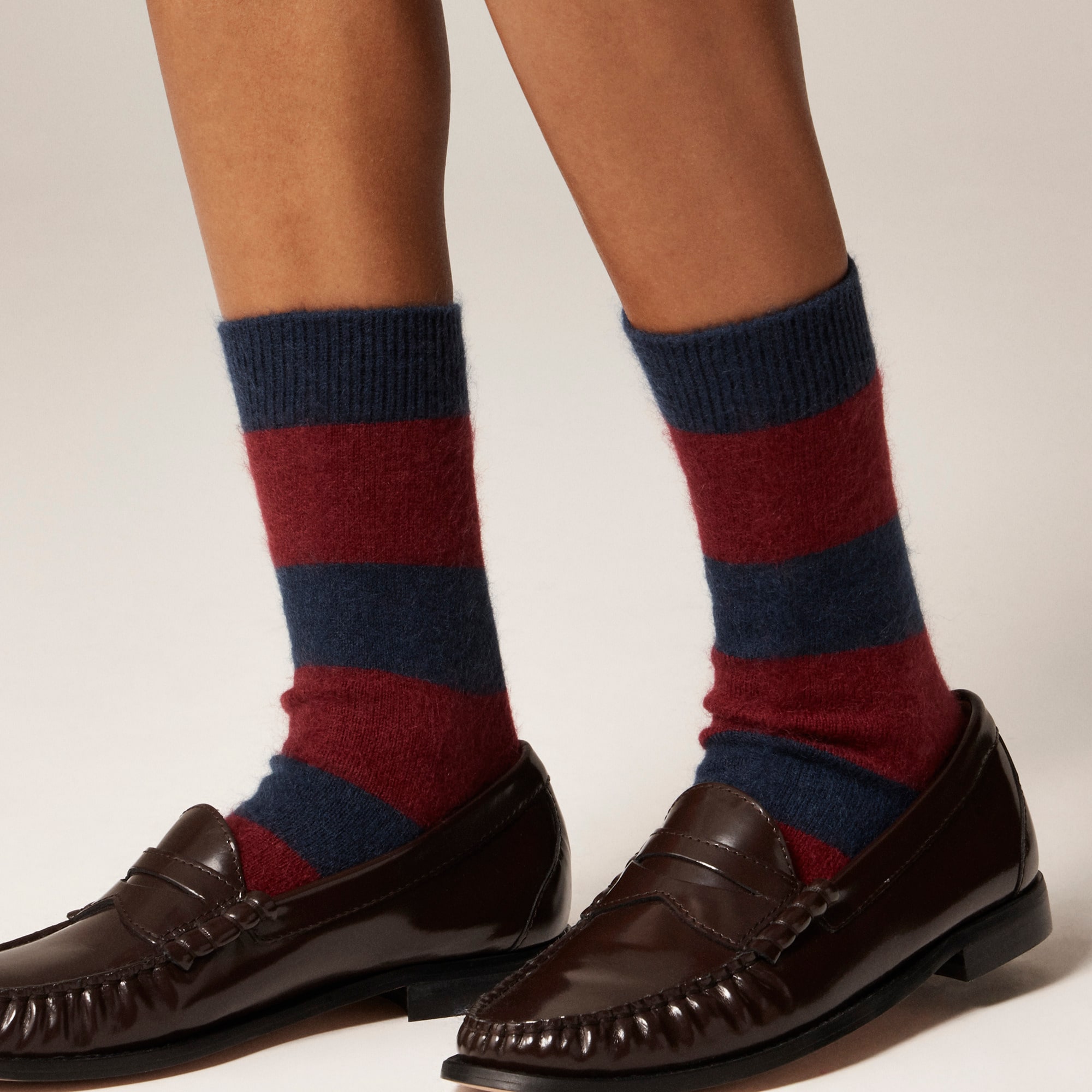 Brushed cashmere-blend socks in stripe