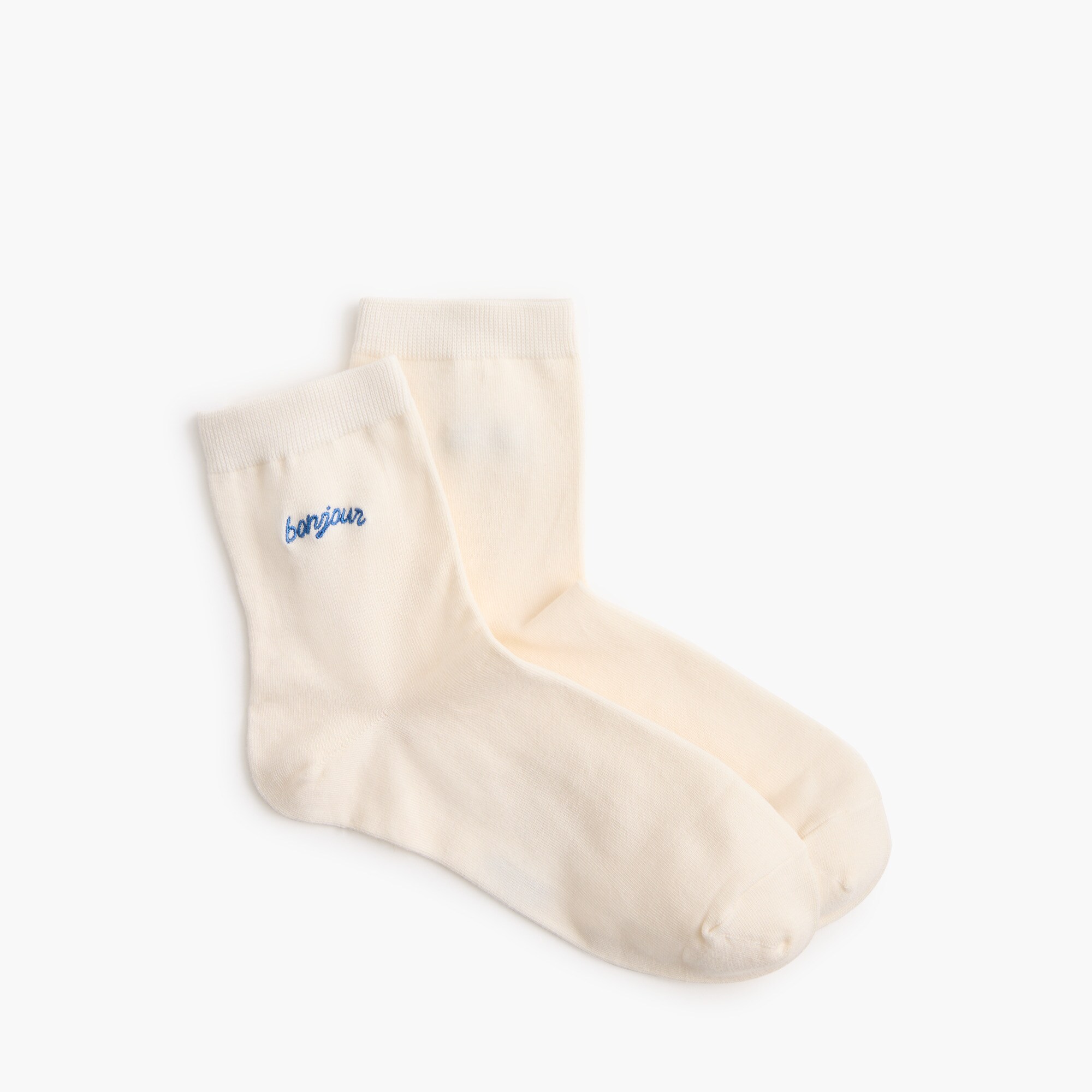 womens "Bonjour" embroidered bootie socks