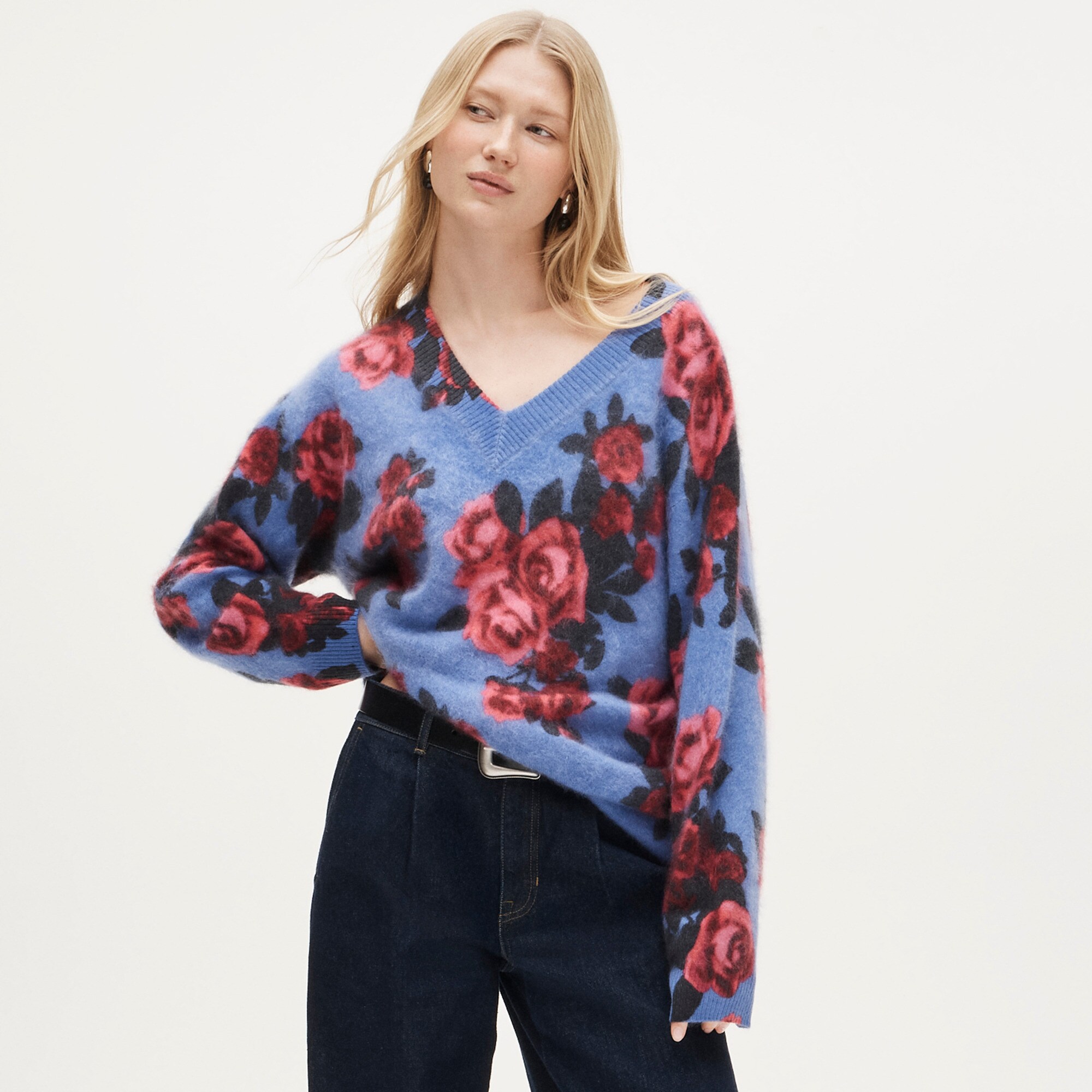 ユニフ UNIF Blue Rose Knit ブルー ローズ ニット Men's Roses Sweater Navy Multi – Rowing Blazers