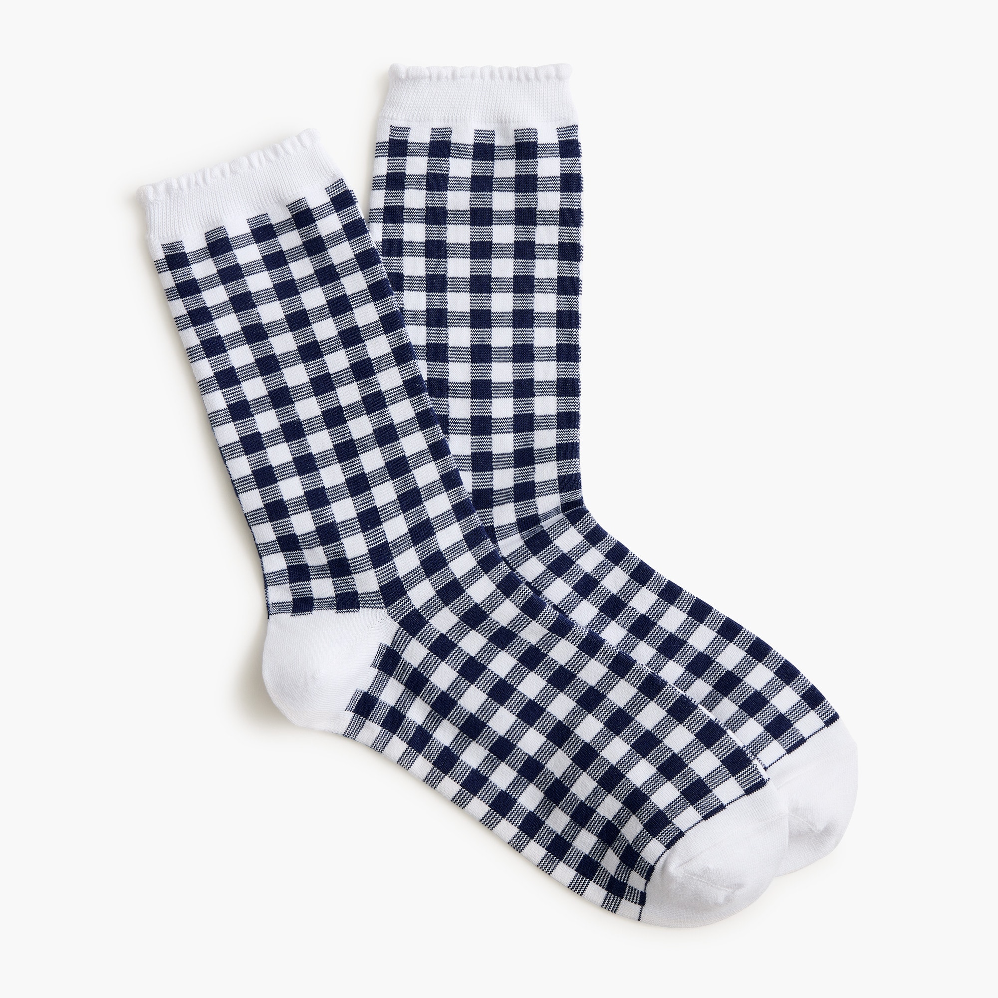 Gingham ruffle trouser socks