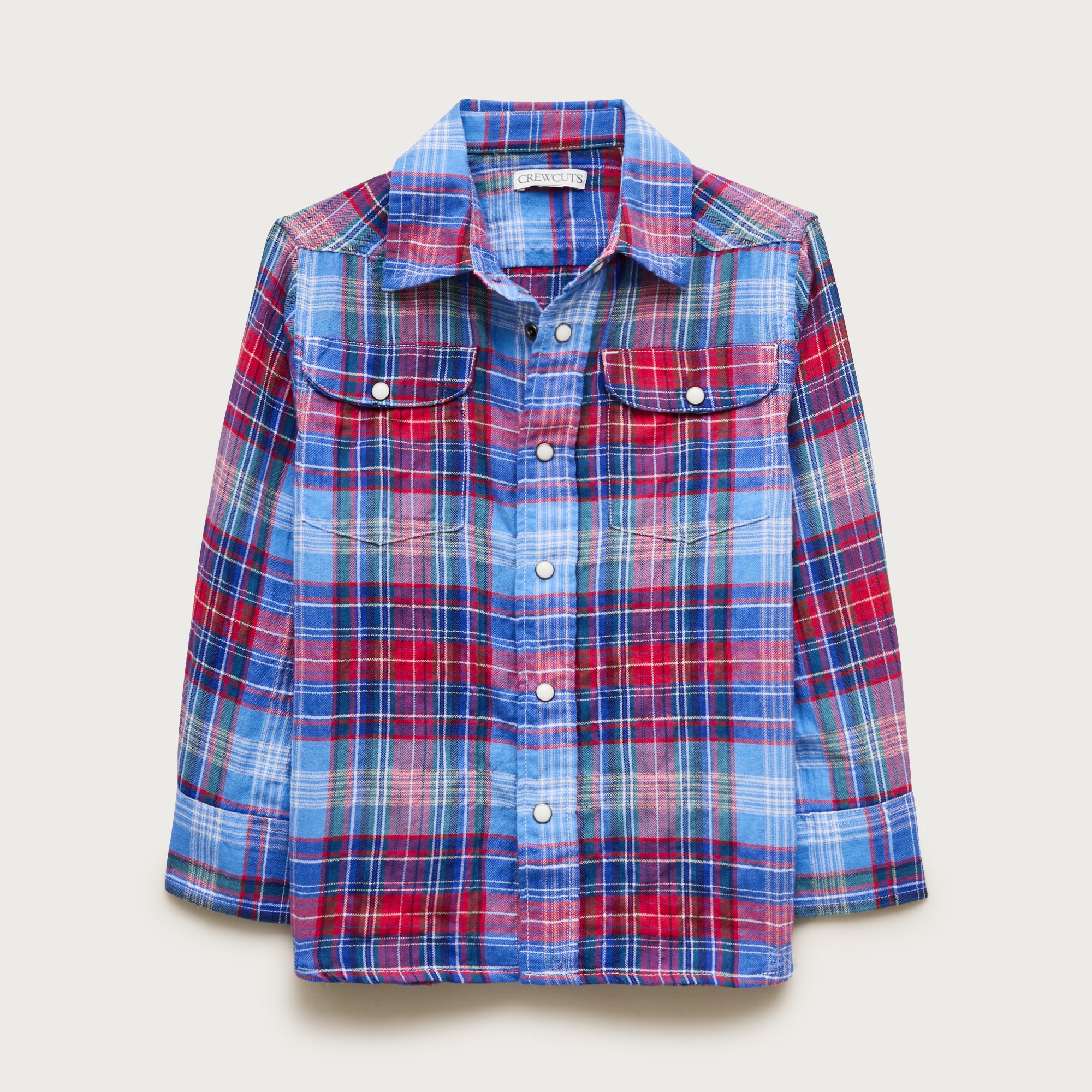 Kids' western shirt in herringbone plaid