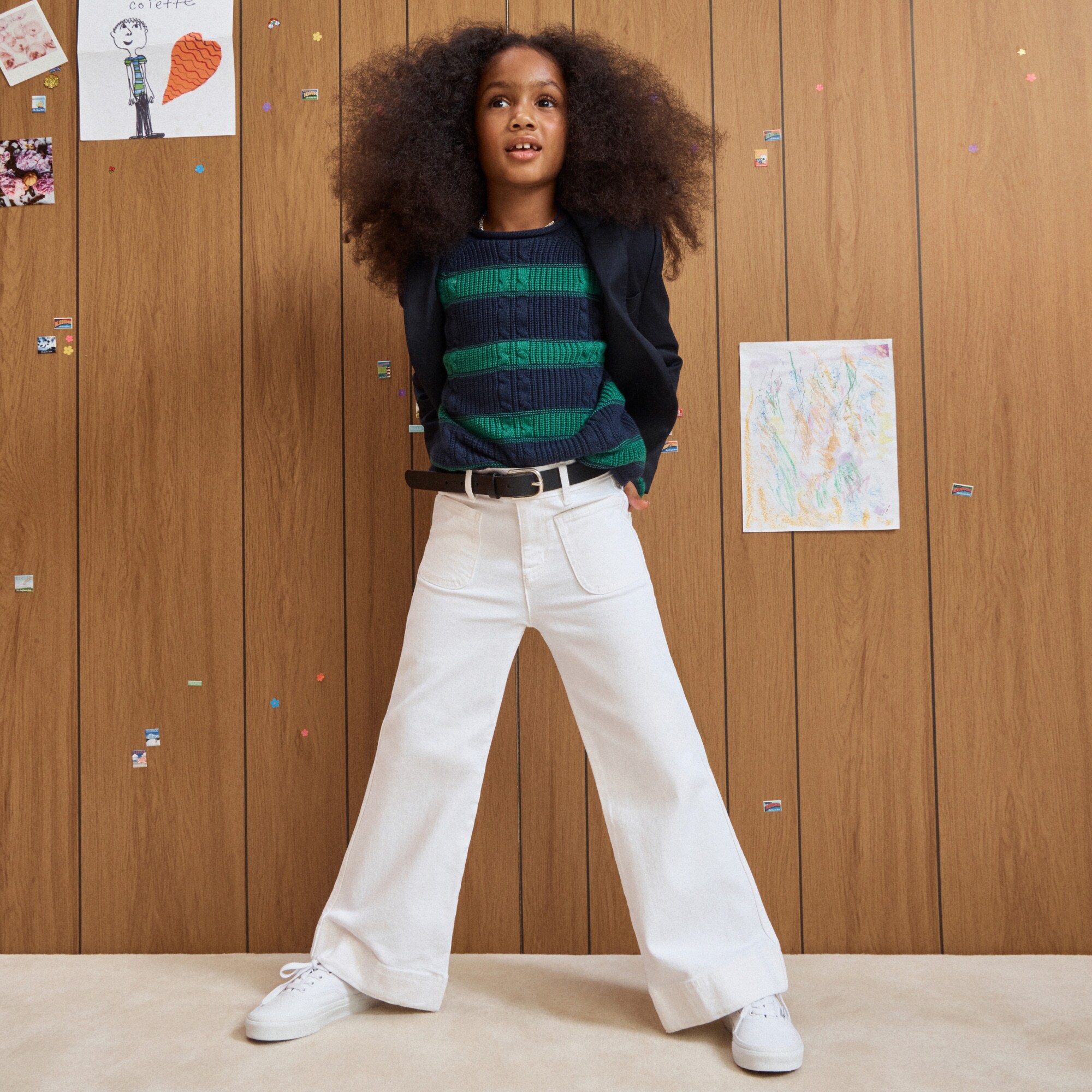 Kids' 1988 cable-knit Rollneck™ sweater in stripe
