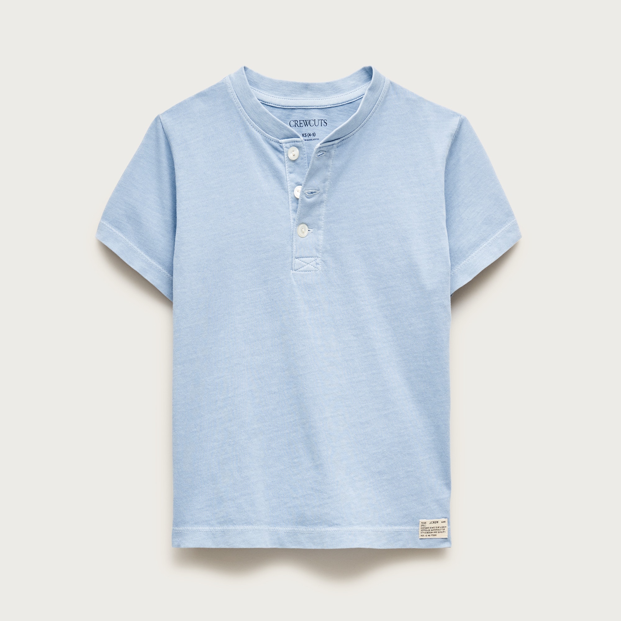 Kids' short-sleeve garment-dyed henley
