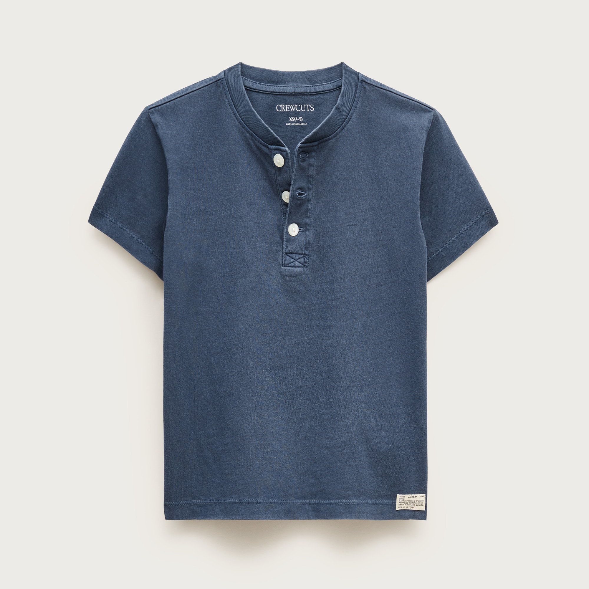 Kids' short-sleeve garment-dyed henley
