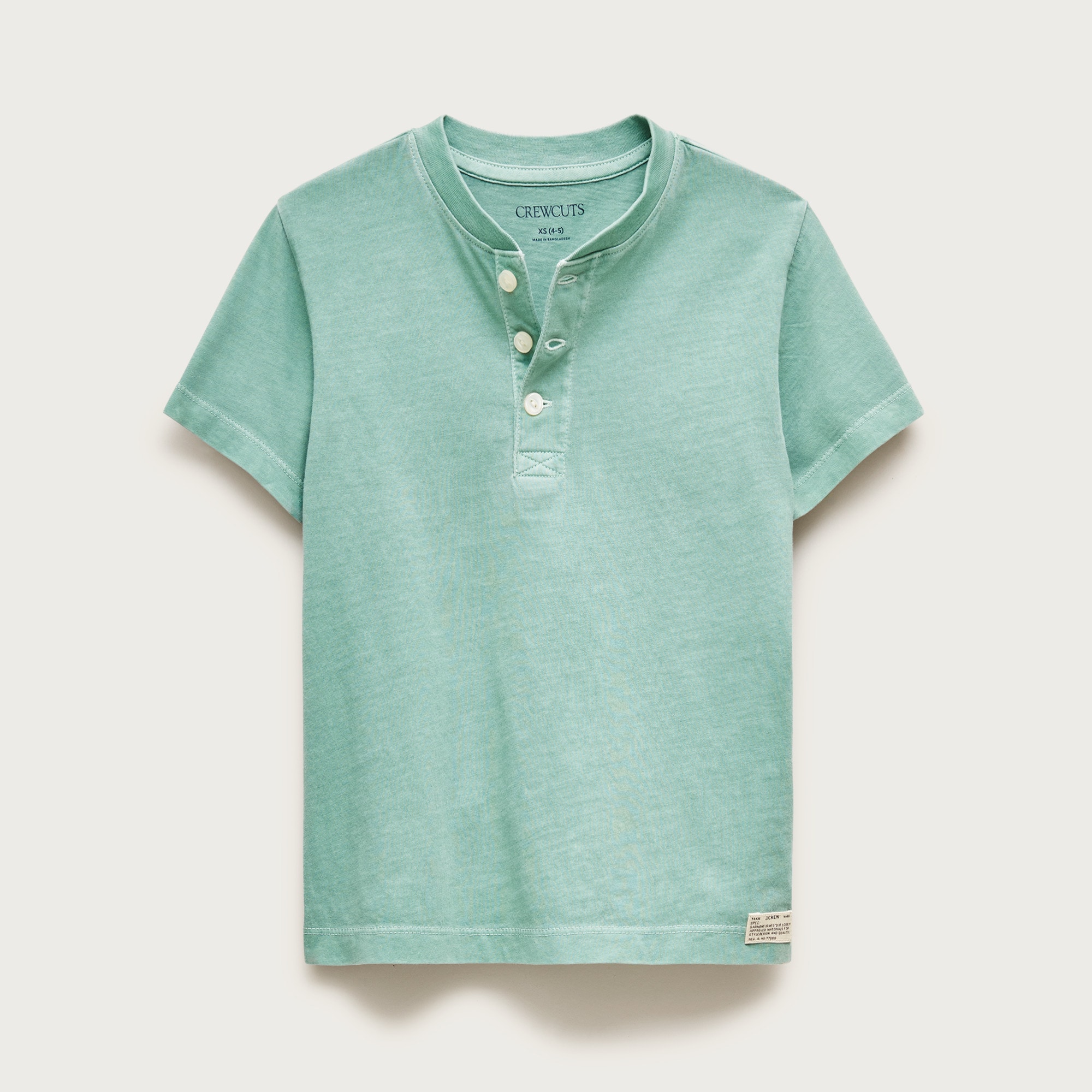 Kids' short-sleeve garment-dyed henley